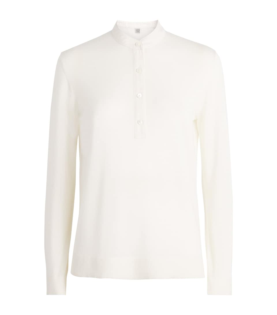 Toteme Womens Wool-Silk Long-Sleeve T-Shirt Off White