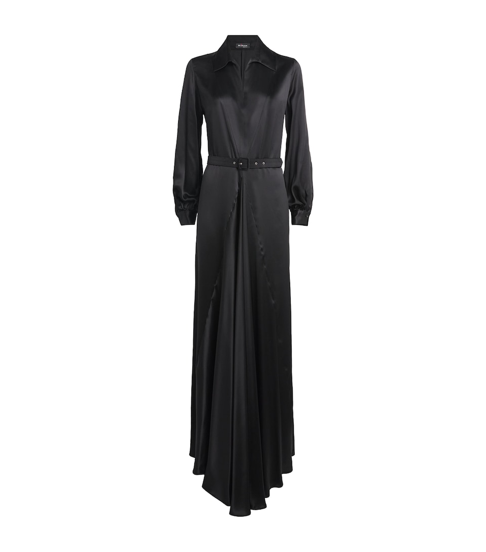 Kiton Womens Silk Maxi Shirt Dress Black