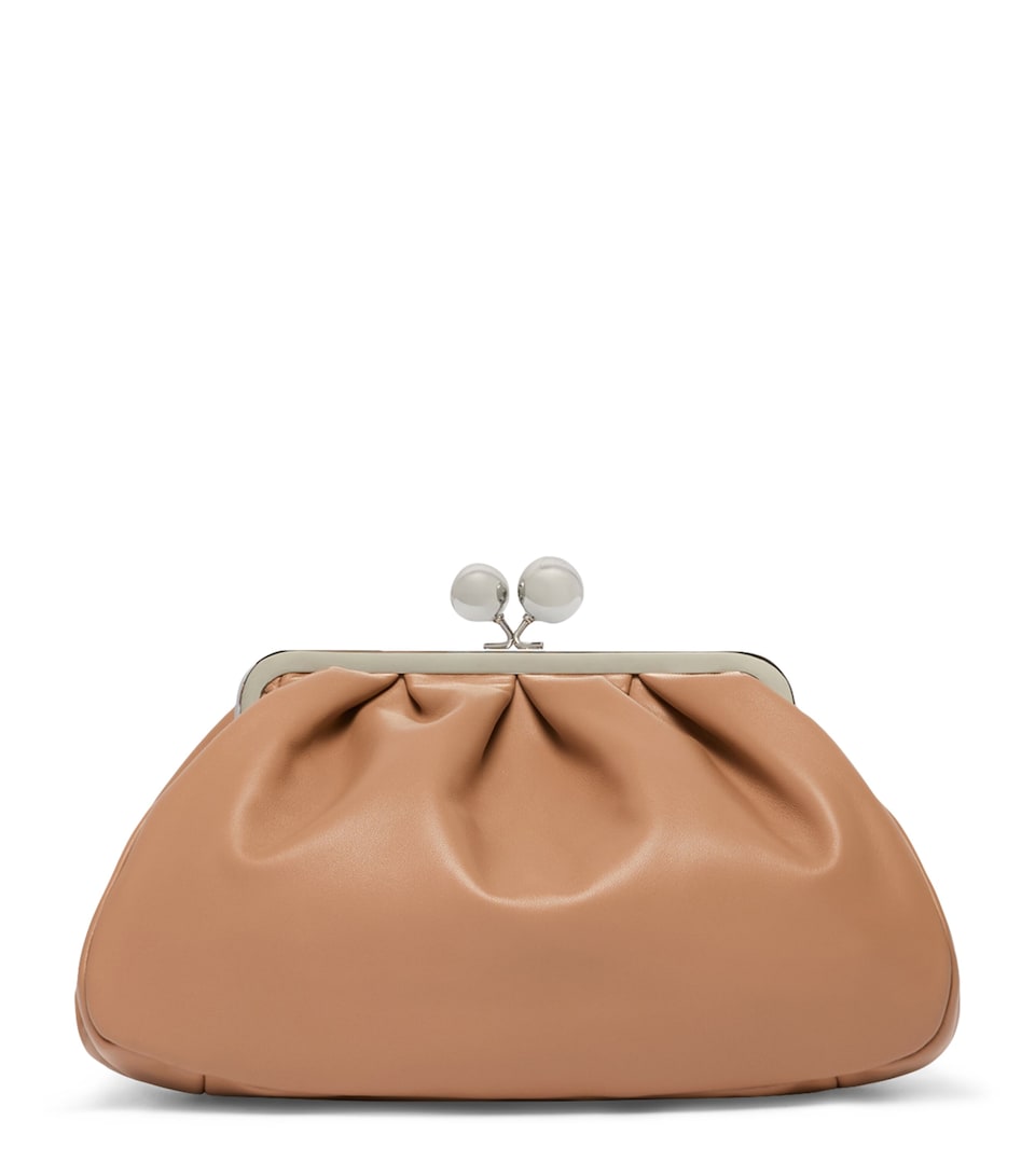 Weekend Max Mara Medium Leather Pasticcino Clutch Bag Nudo