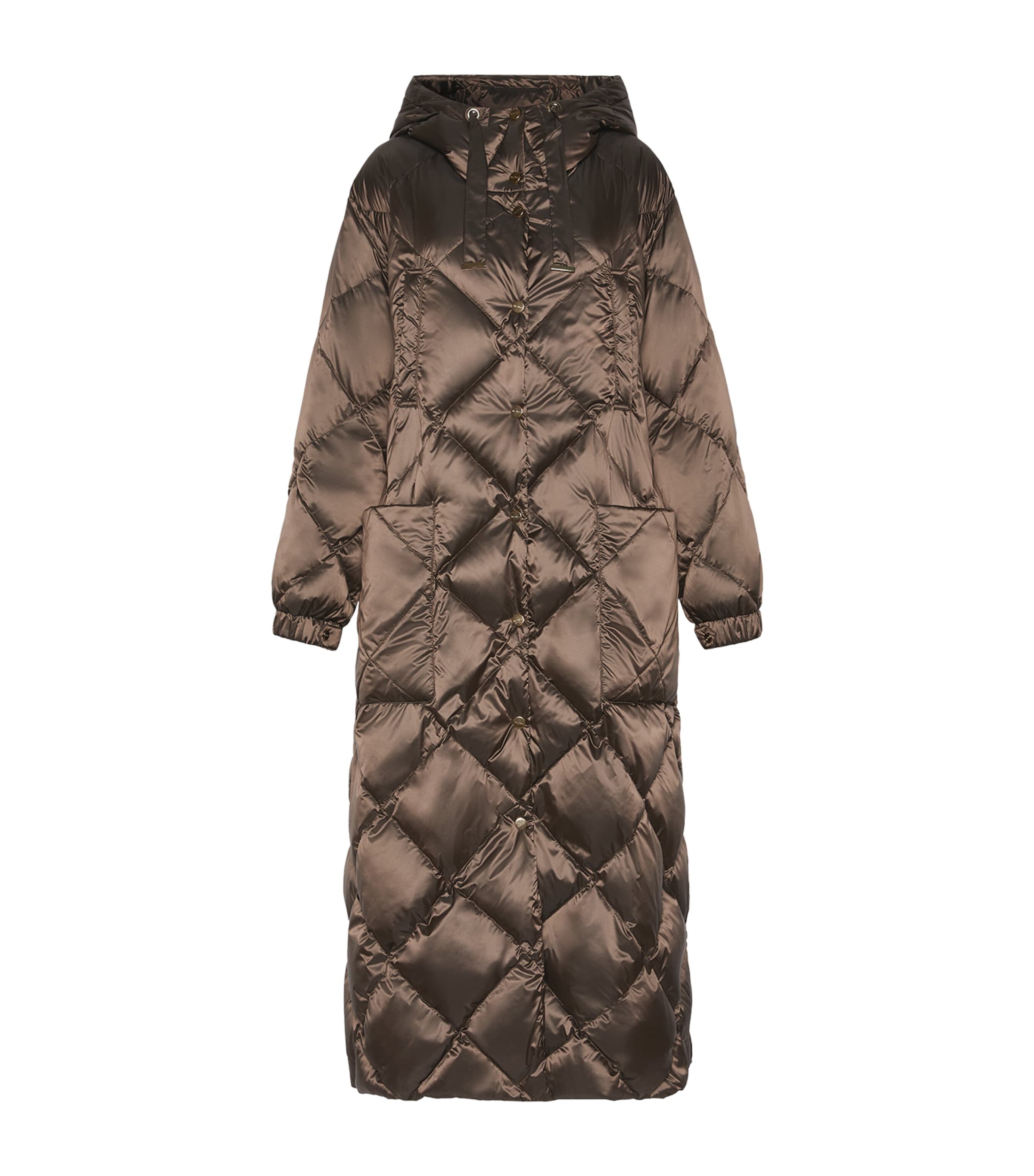 Max Mara Womens Quilted Longline Coat Brown