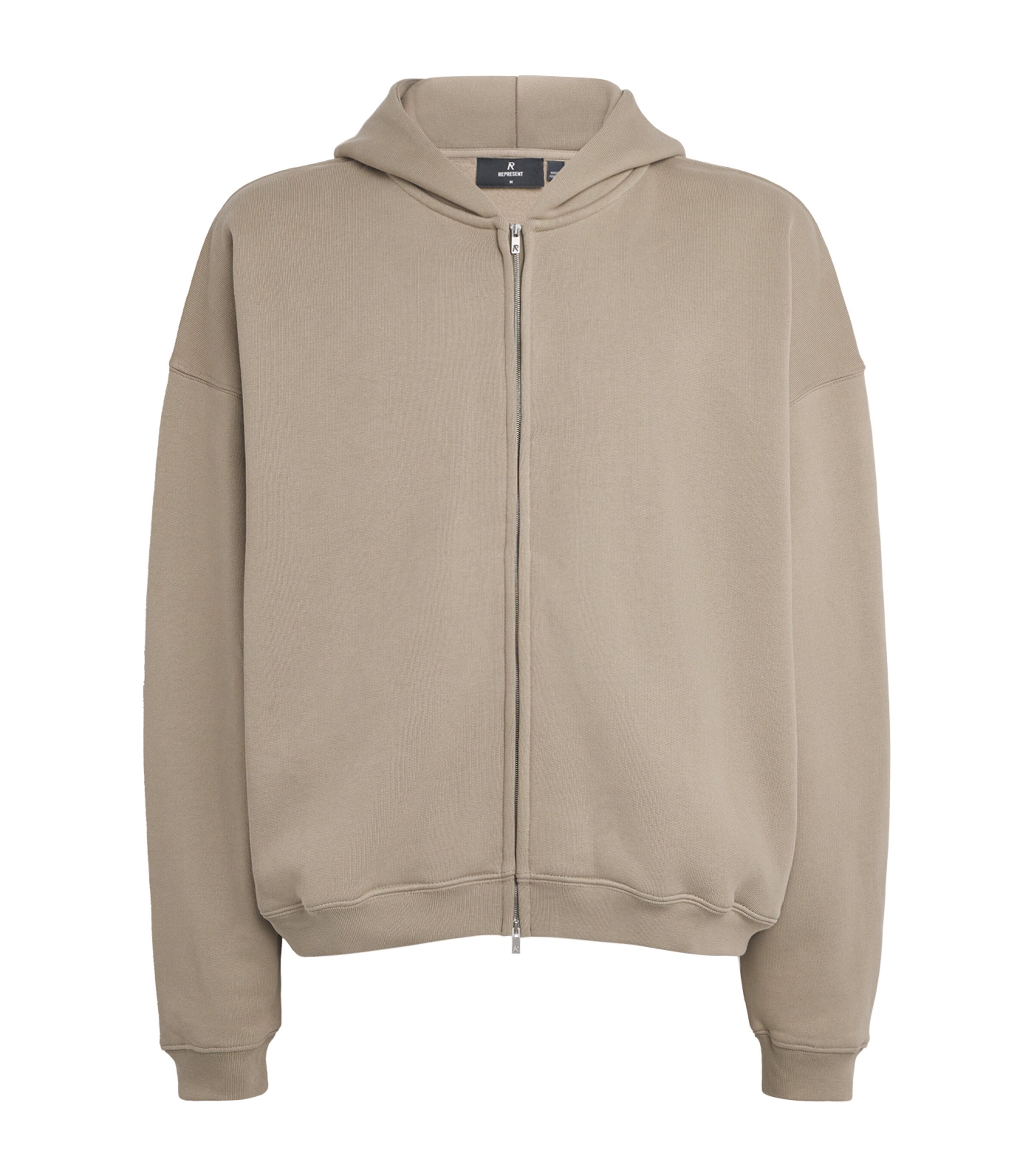Cotton Initial Boxy Zip Hoodie