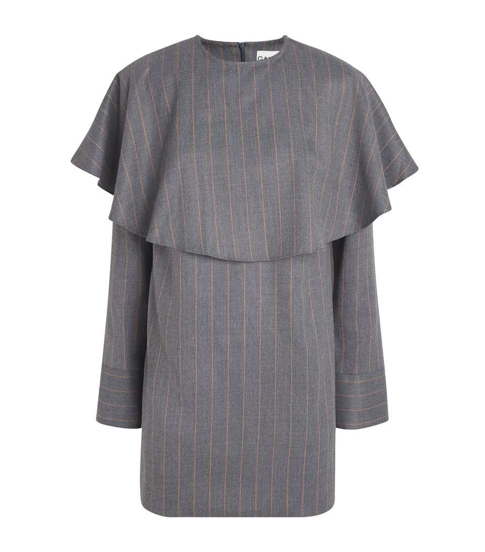 Detachable-Collar Stripe Mini Dress