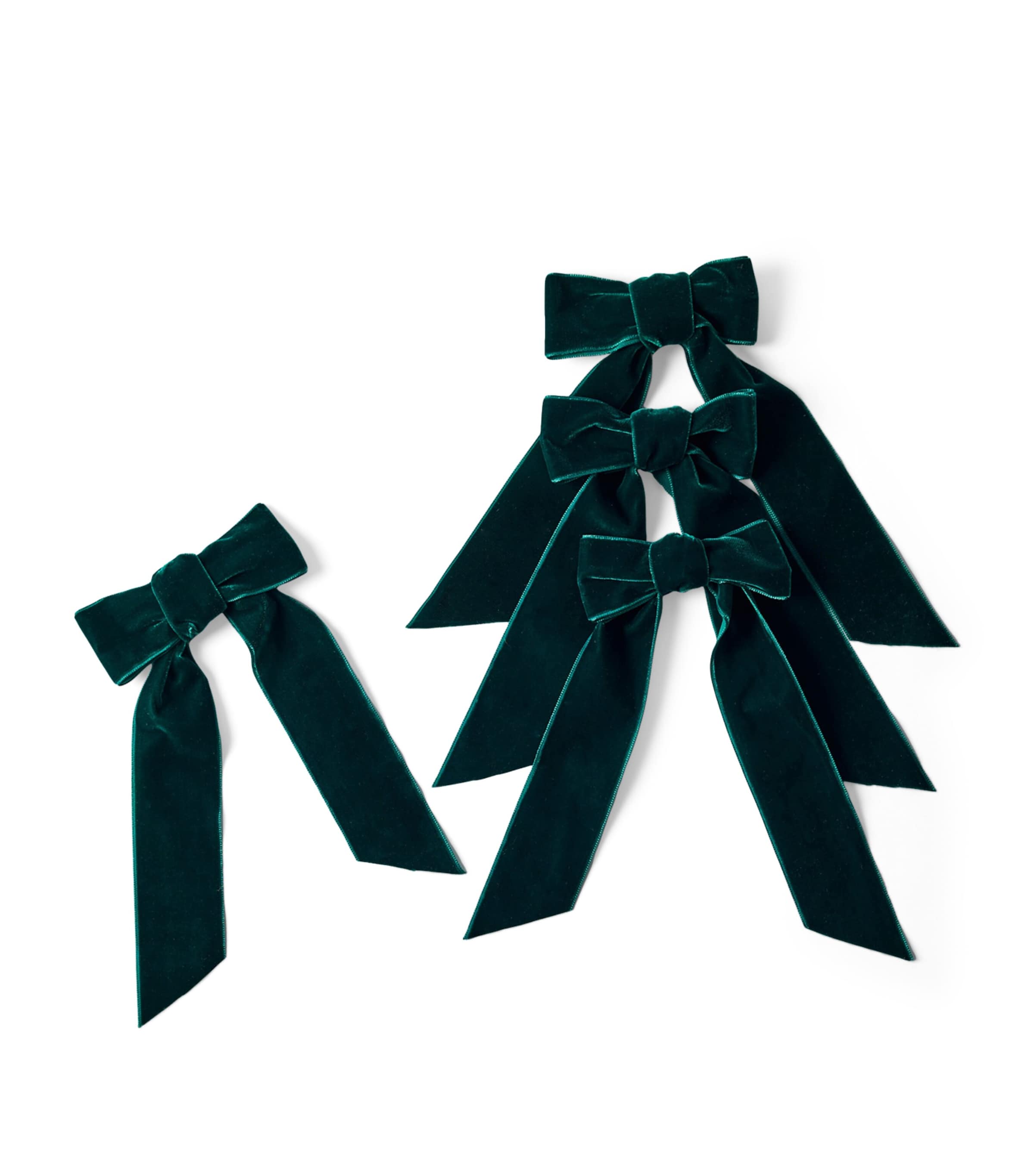 Maison Margaux Set of 4 Velvet Bow Napkin Holders Green