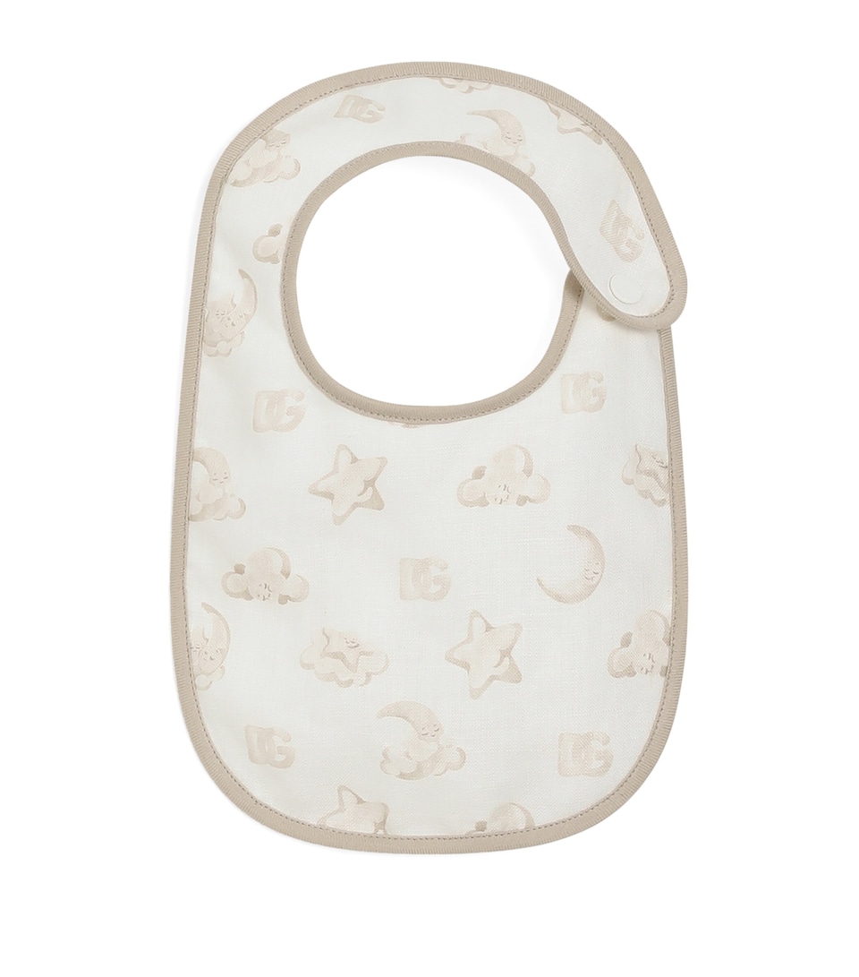 Linen Moon and Star Print Bib