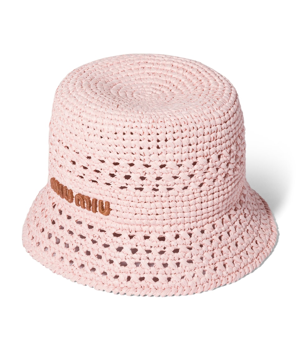 Miu Miu Woven Logo Bucket Hat Powder