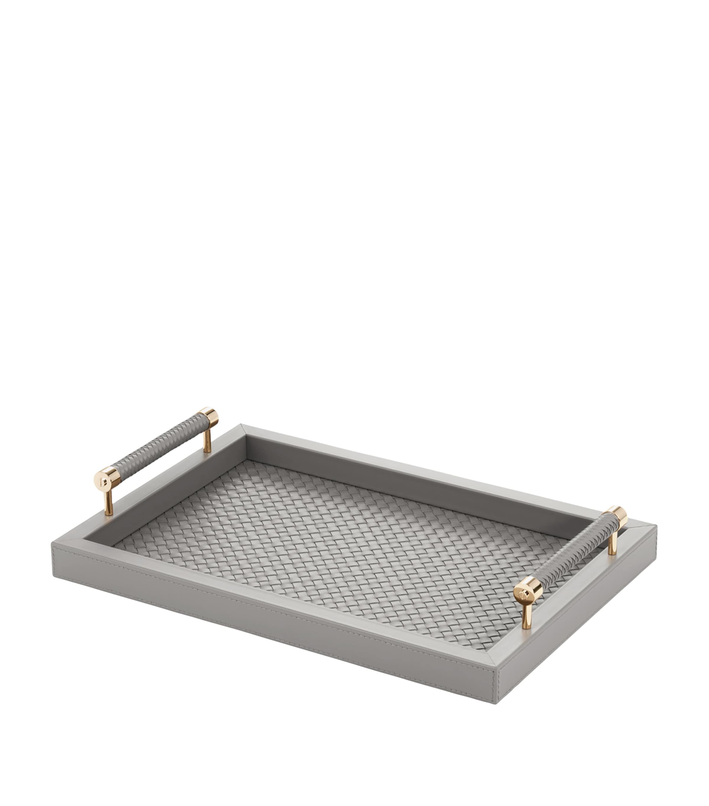 Riviere Leather Woven Diana Tray (46cm x 31cm) Grey