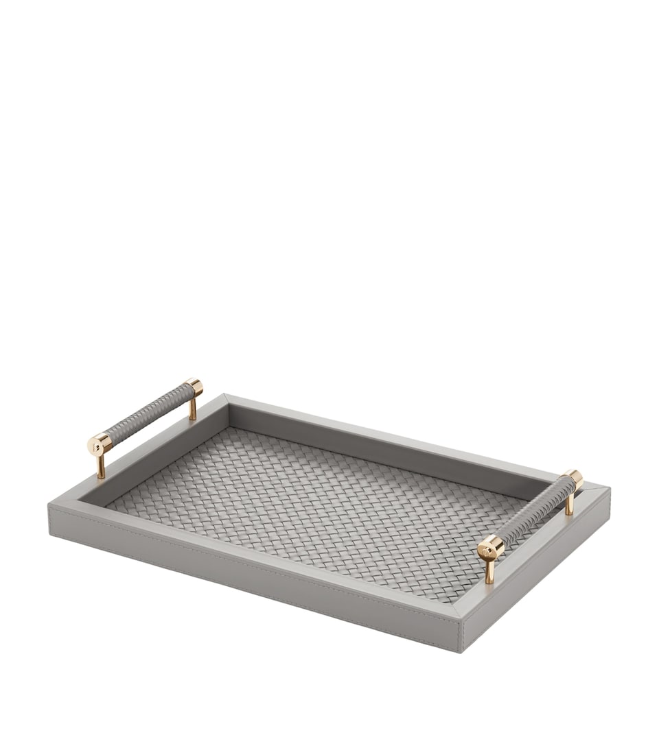 Riviere Leather Woven Diana Tray (46cm x 31cm) Grey