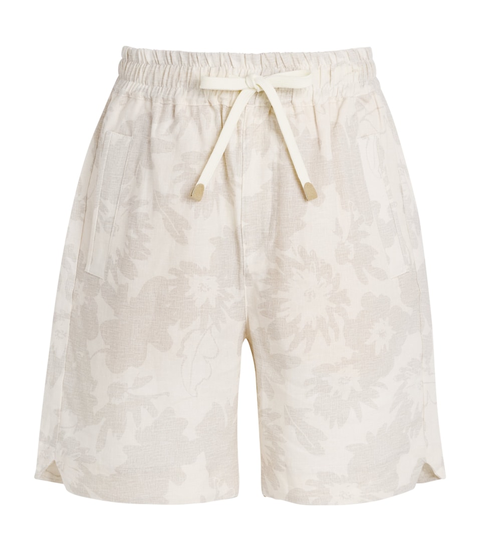 Eleventy Mens Linen Printed Bermuda Shorts Sabbia E Sabbia