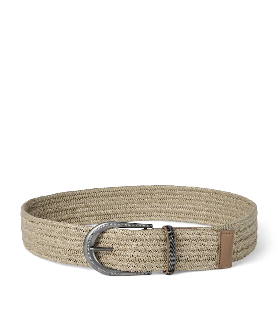 Brunello Cucinelli Linen-Blend Braided Monili-Detail Belt Cgreg