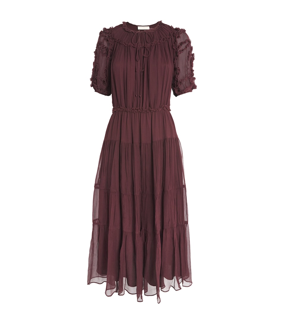 Silk Ruffled Nan Midi Dress