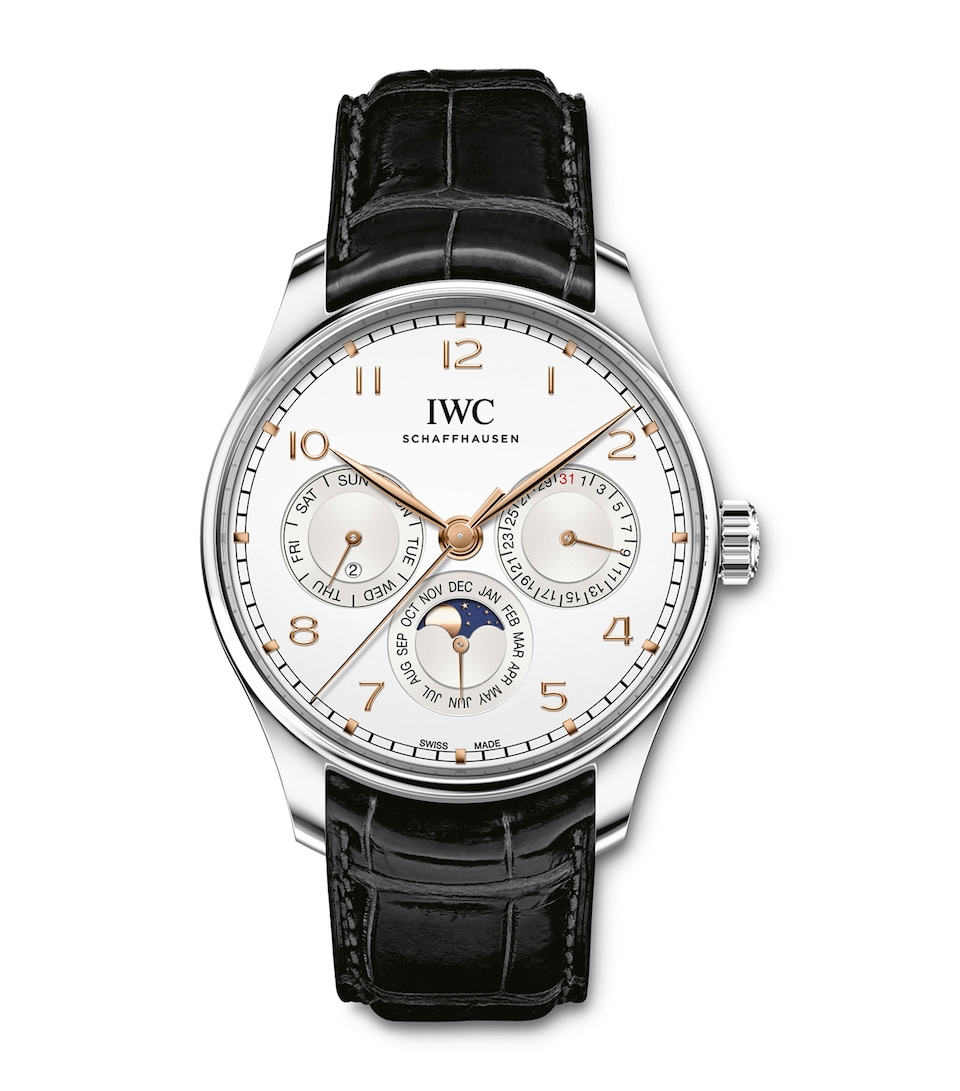 IWC Schaffhausen Stainless Steel Portugieser Perpetual Calendar Watch 42mm Silver