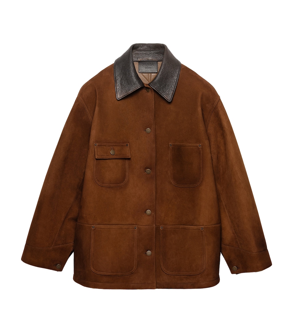 Suede Leather-Collar Jacket