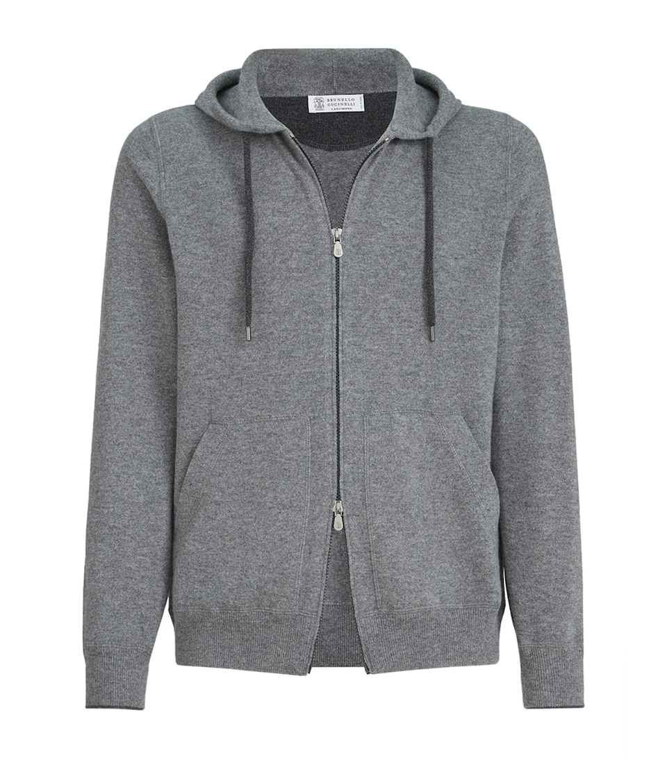 Brunello Cucinelli Mens Cashmere Zip-Up Hoodie