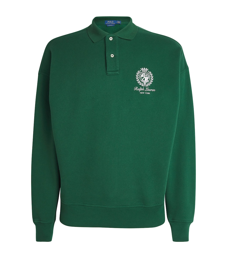 Cotton-Blend Logo Polo Sweatshirt