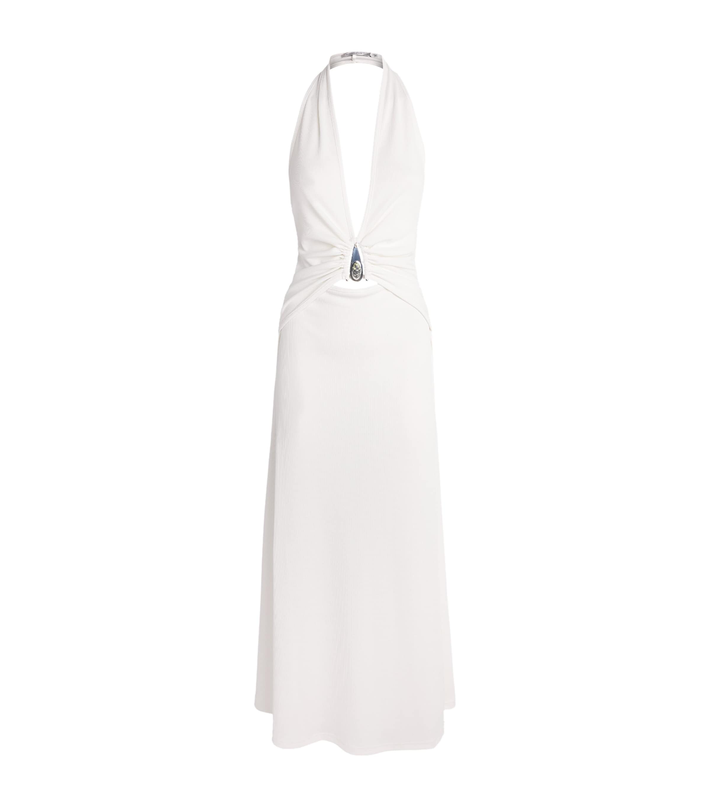 Christopher Esber Womens Halterneck Pendant Maxi Dress White