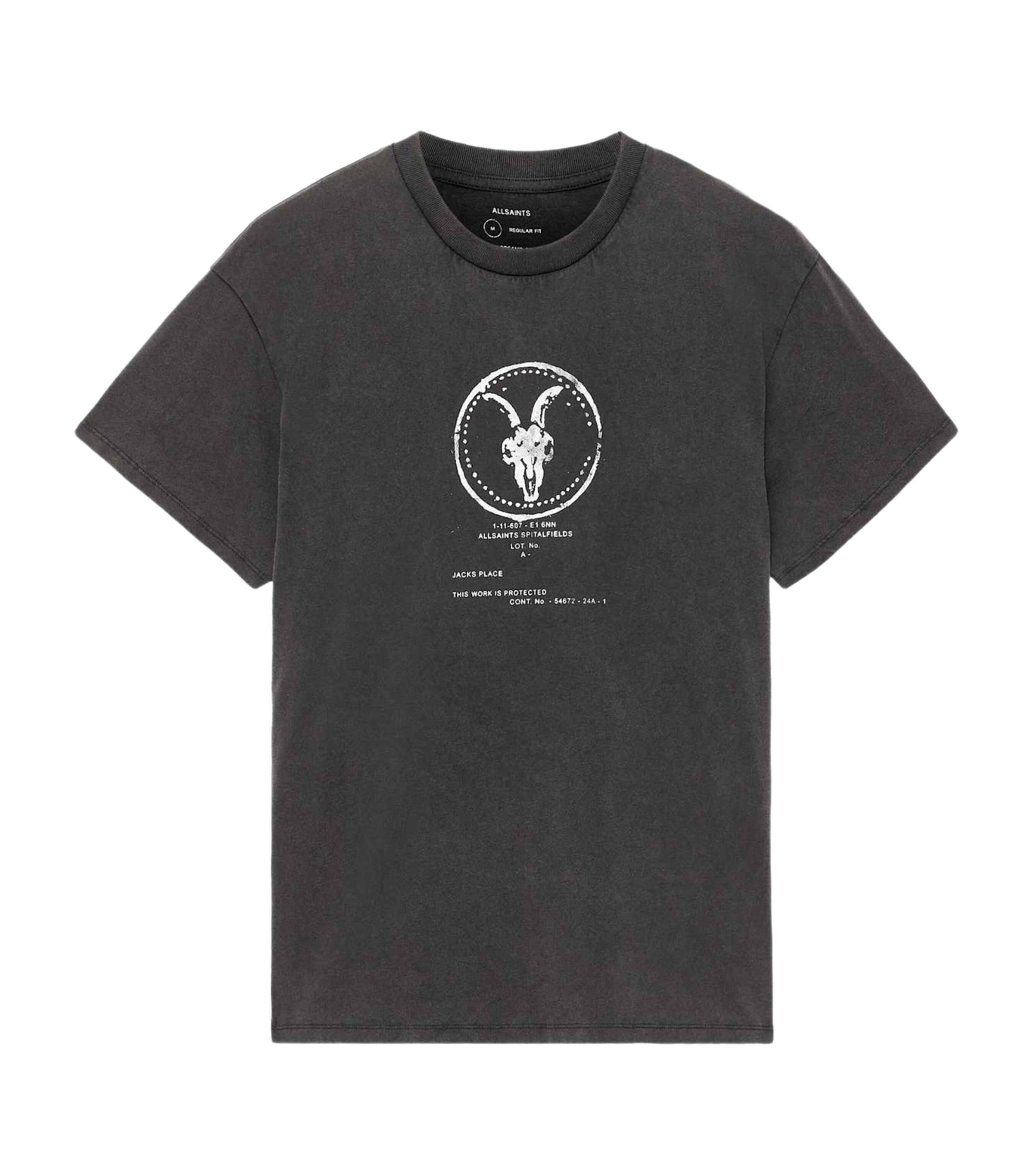 AllSaints Mens Organic Cotton Tier Hale T-Shirt Washed Black