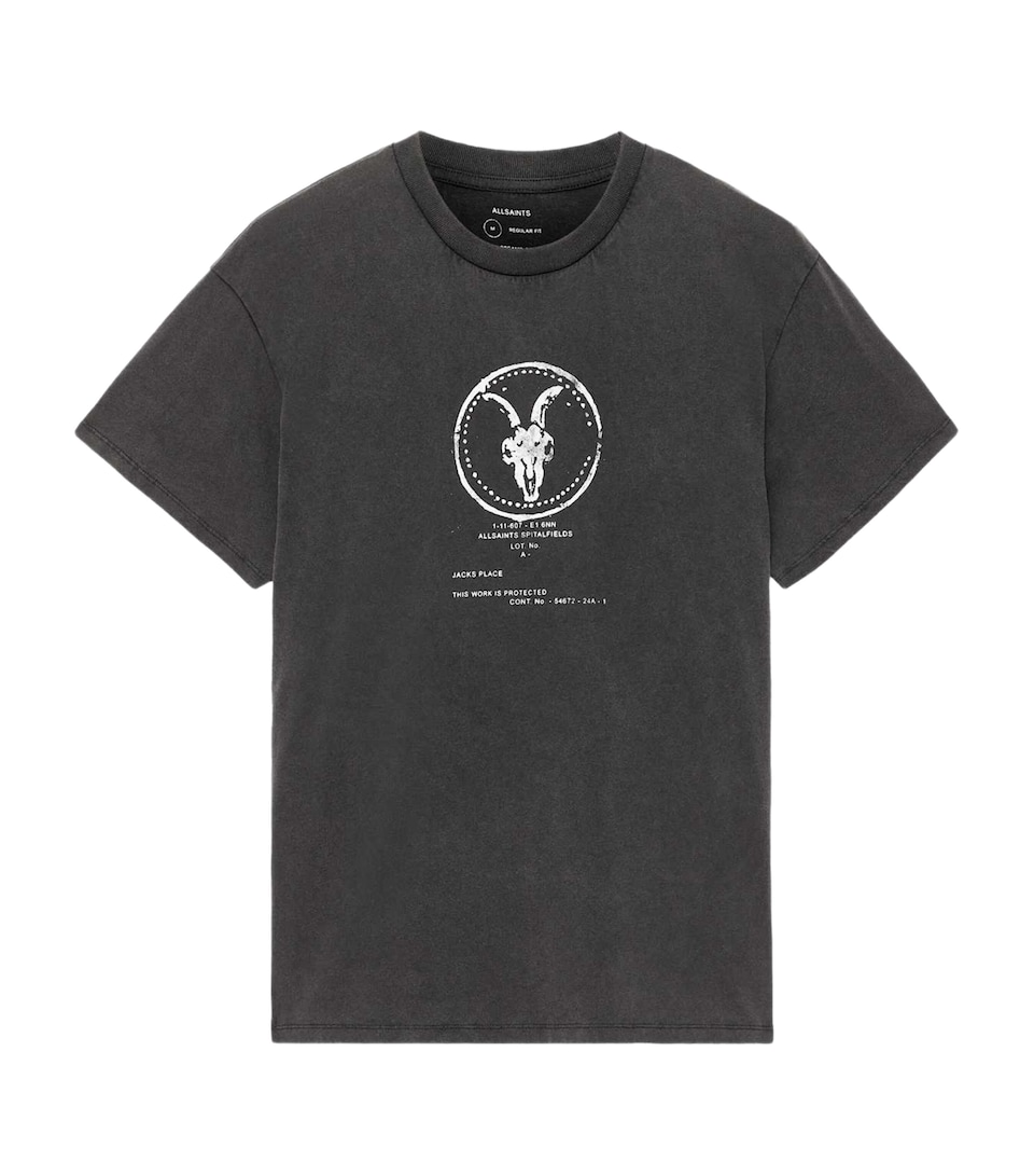 AllSaints Mens Organic Cotton Tier Hale T-Shirt Washed Black