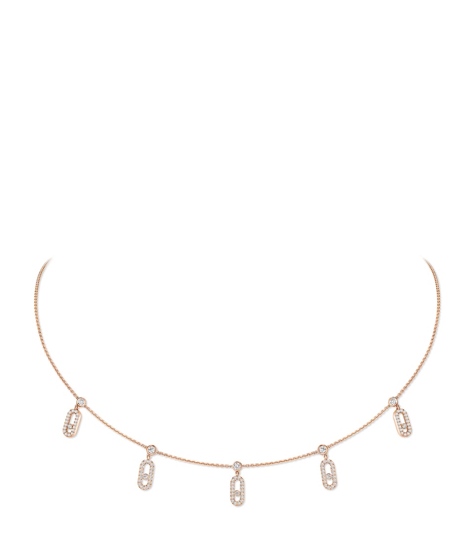 Messika Move Uno Pink Gold and Diamond Pavé Necklace Pink Gold