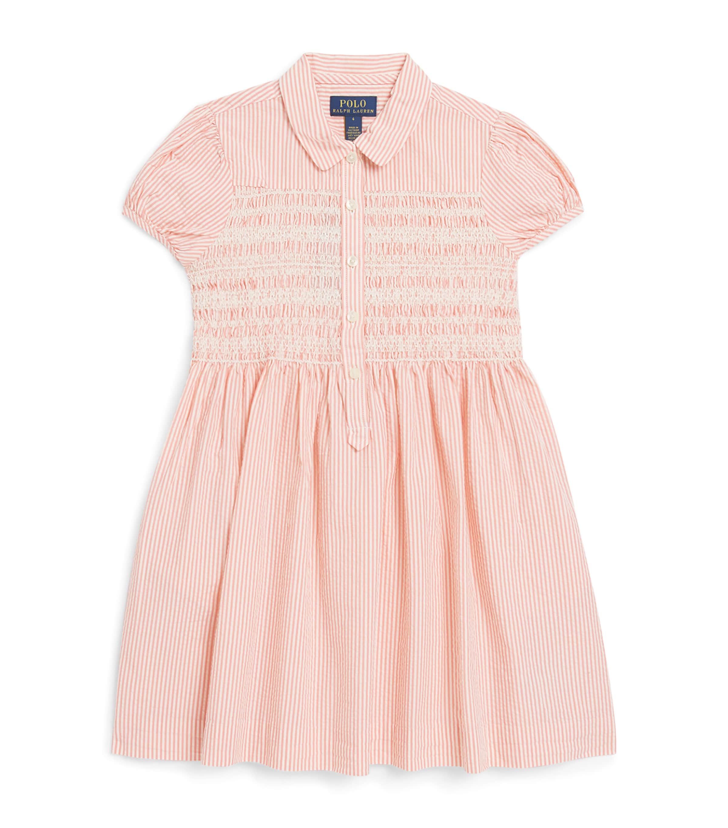Ralph Lauren Kids Stripe Seersucker Dress (2-7 Years) Red/crm