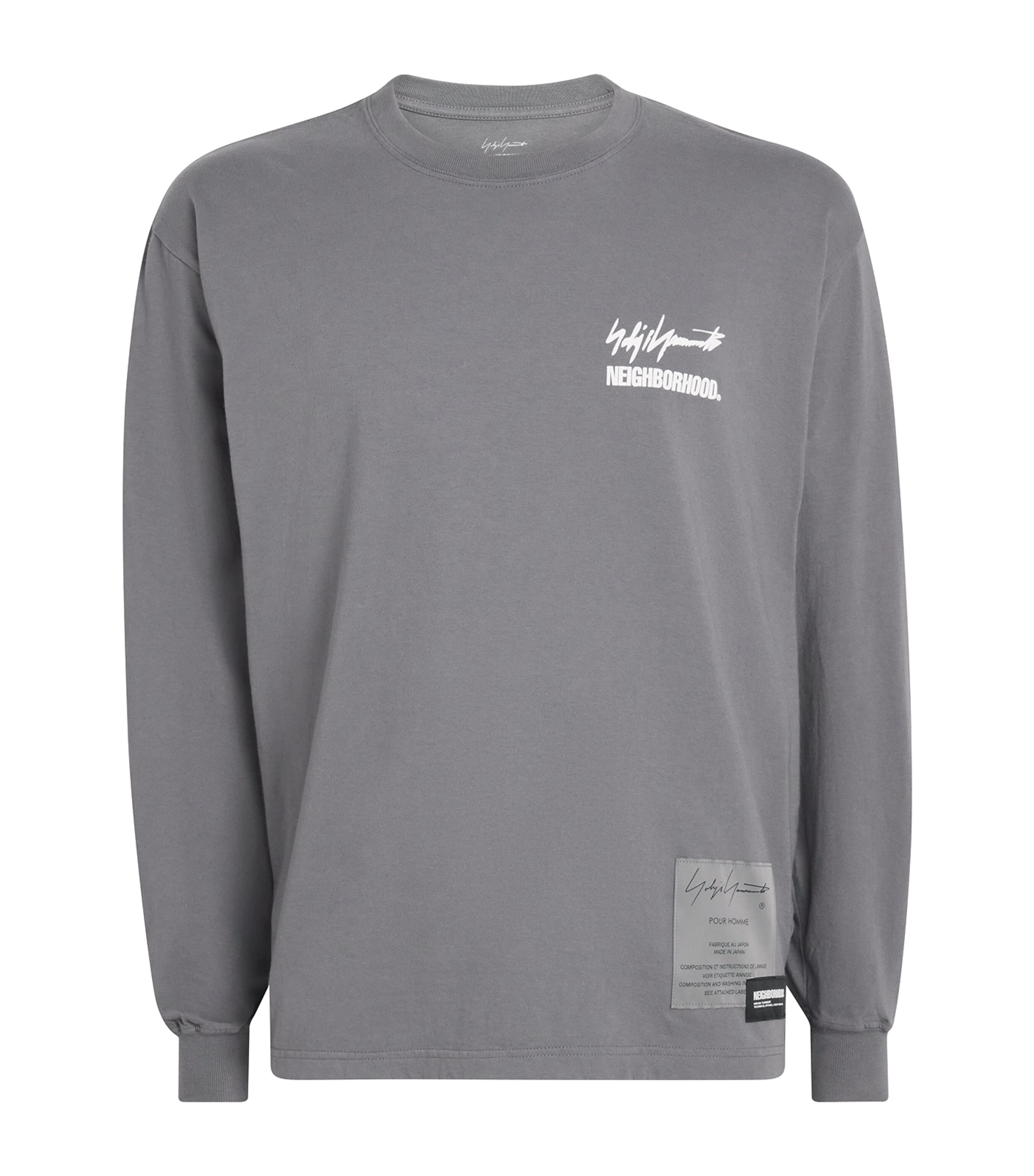 Yohji Yamamoto Mens x Neighborhood Cotton Long-Sleeve T-Shirt Grey