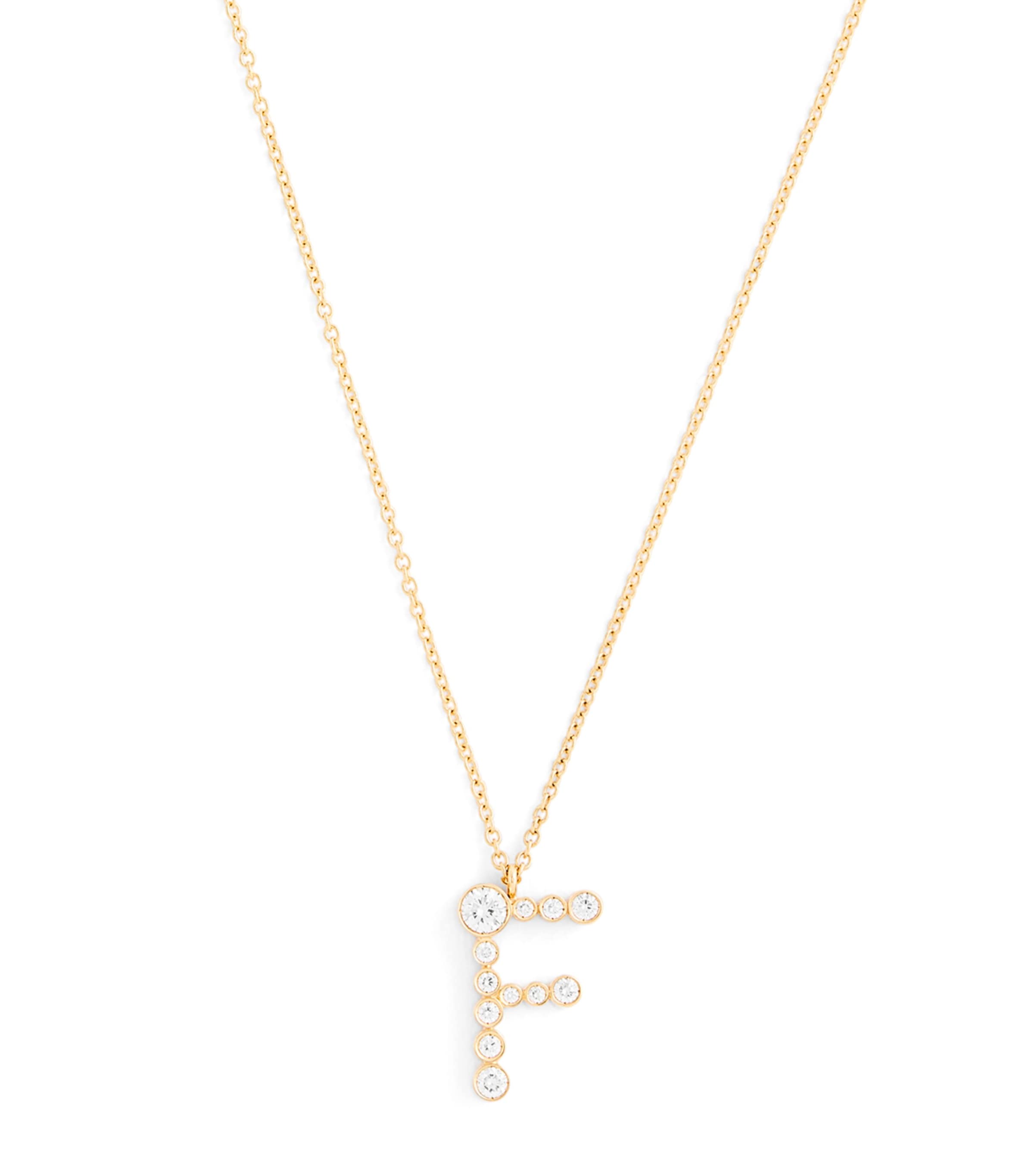 Sophie Bille Brahe Yellow Gold and Diamond Soprano 'F' Necklace Yellow Gold
