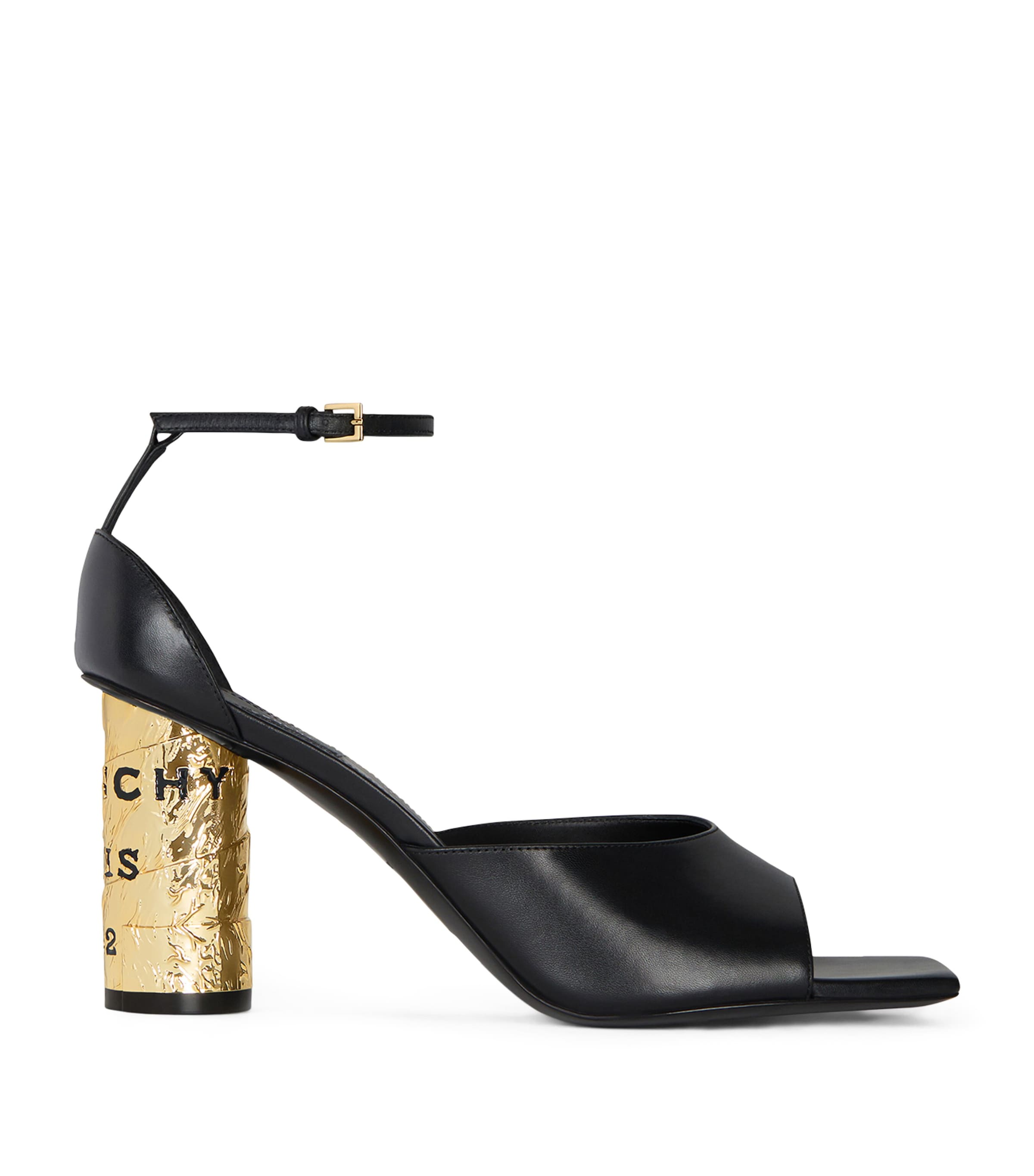 Givenchy Leather Tape Heeled Sandals 85 Black
