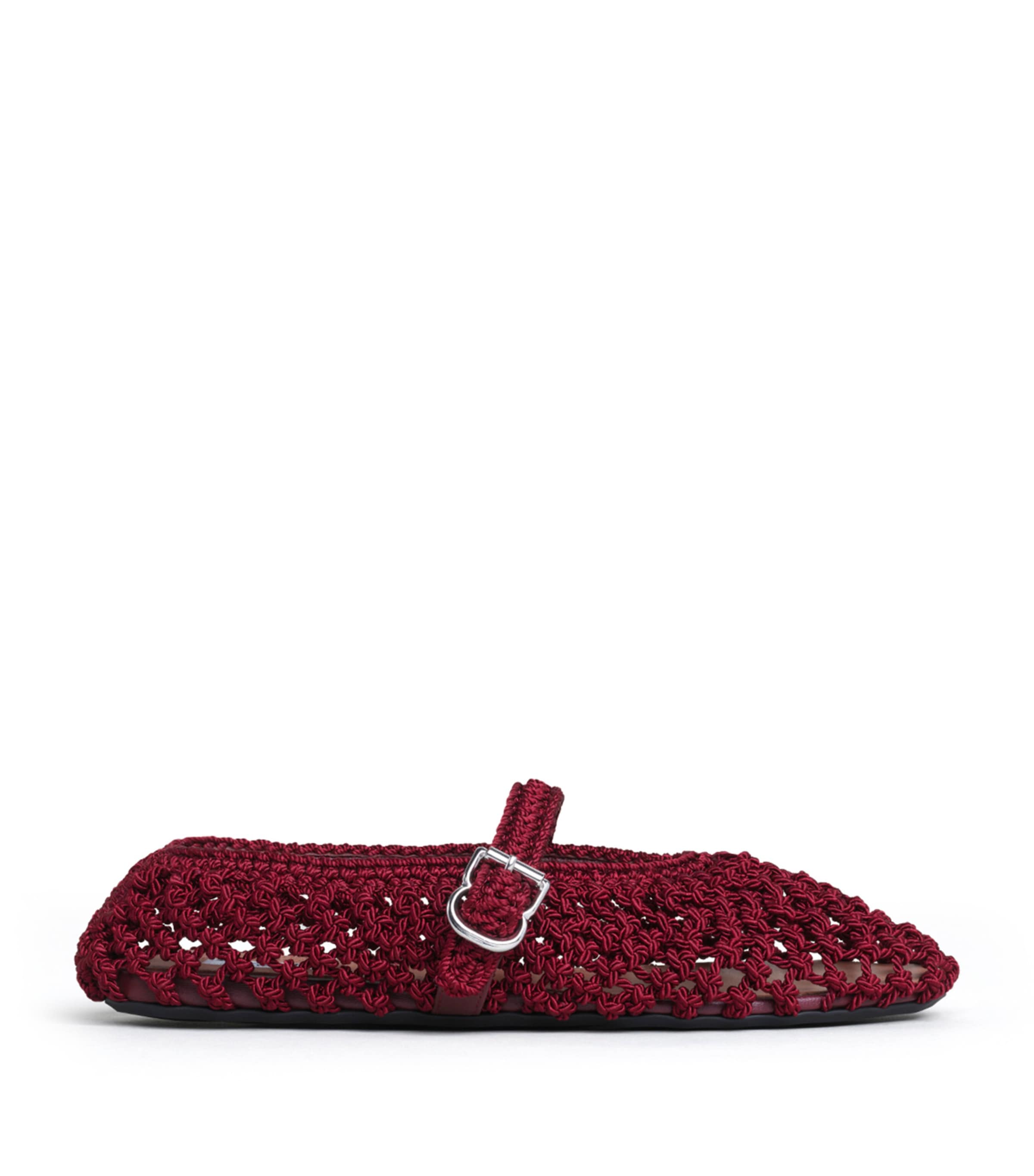 Alaïa Satin Crochet Ballet Flats Bordeaux