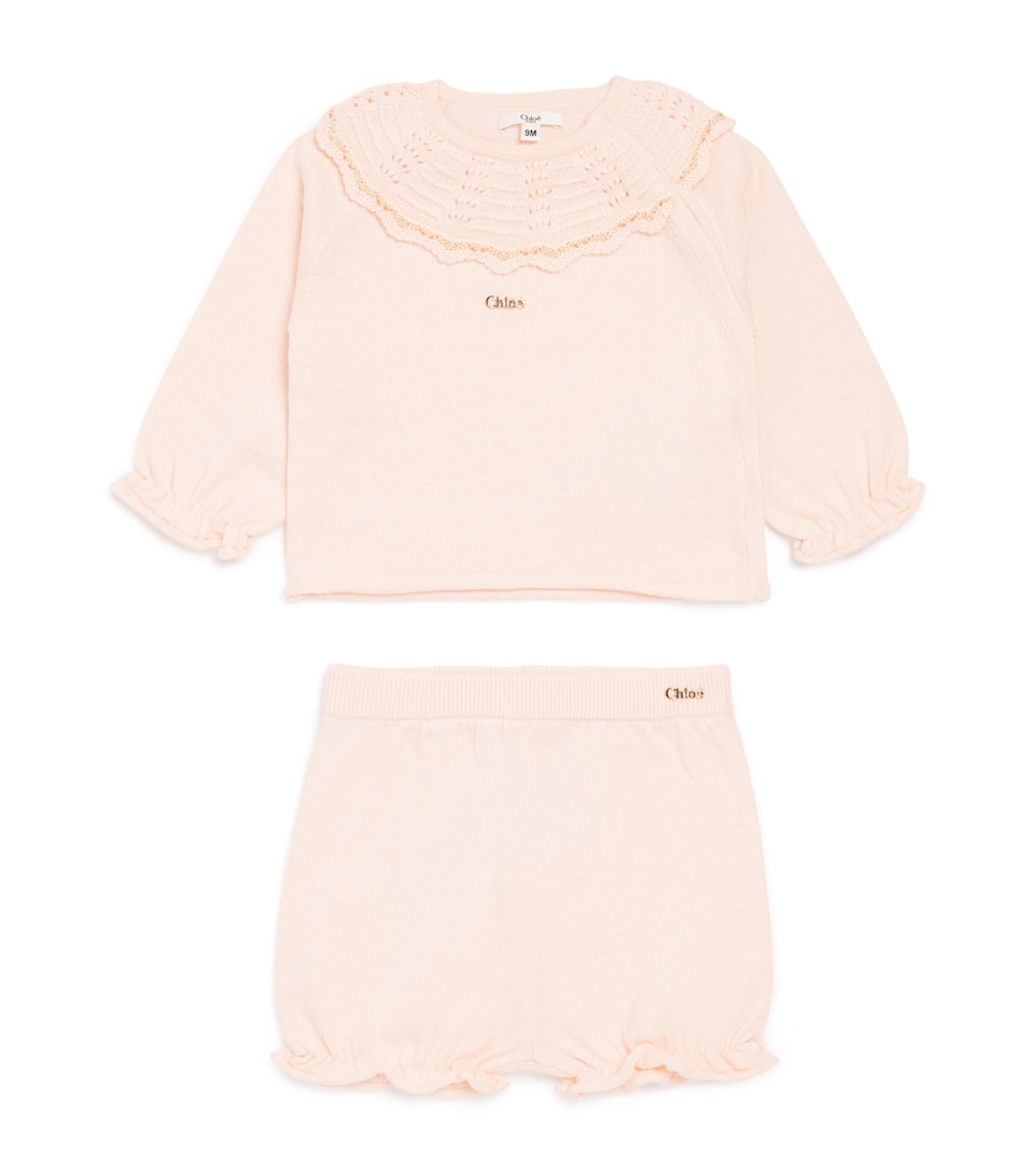 Chloé Kids Cotton-Cashmere Cardigan and Trousers Set (3-18 Months)