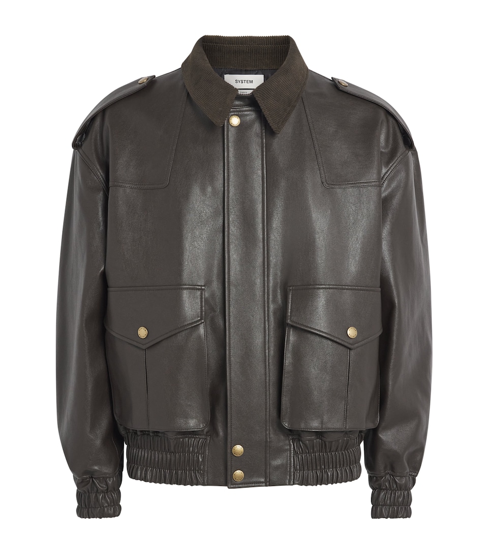 Faux Leather Bomber Jacket