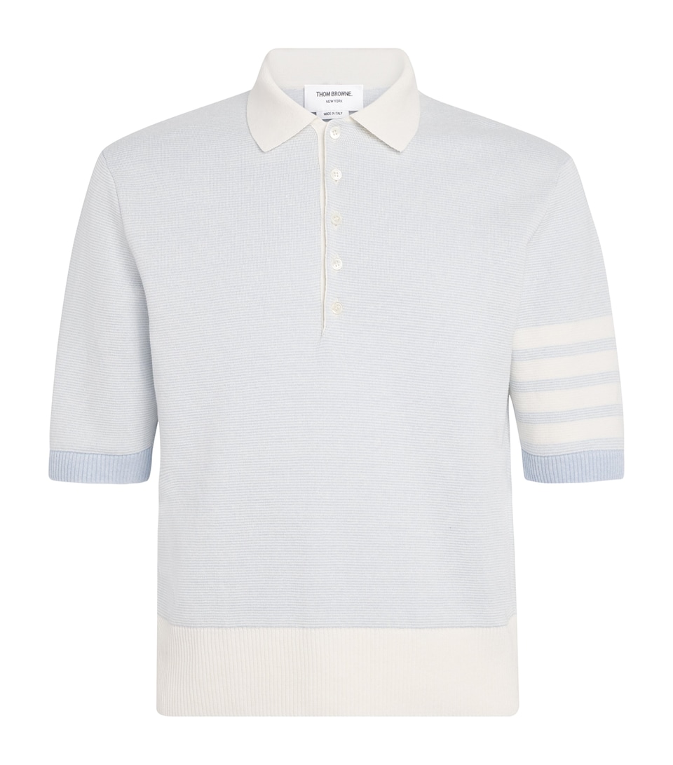 Linen-Cotton 4-Stripe Polo Shirt