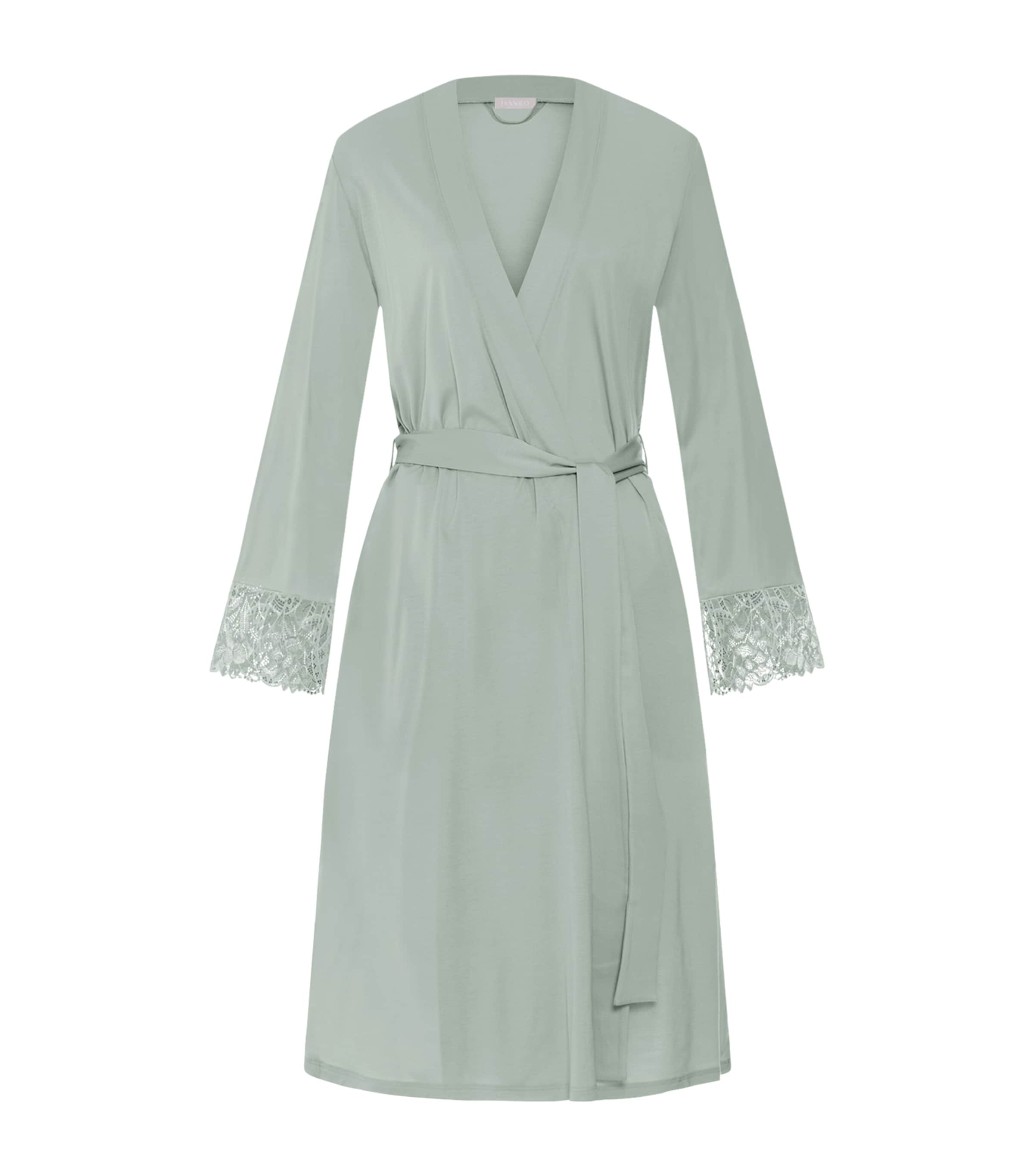 Hanro Womens Modal Lace-Trim Robe Mystic Breeze