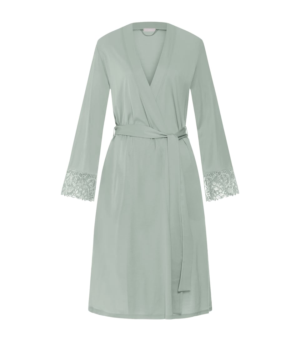 Hanro Womens Modal Lace-Trim Robe Mystic Breeze
