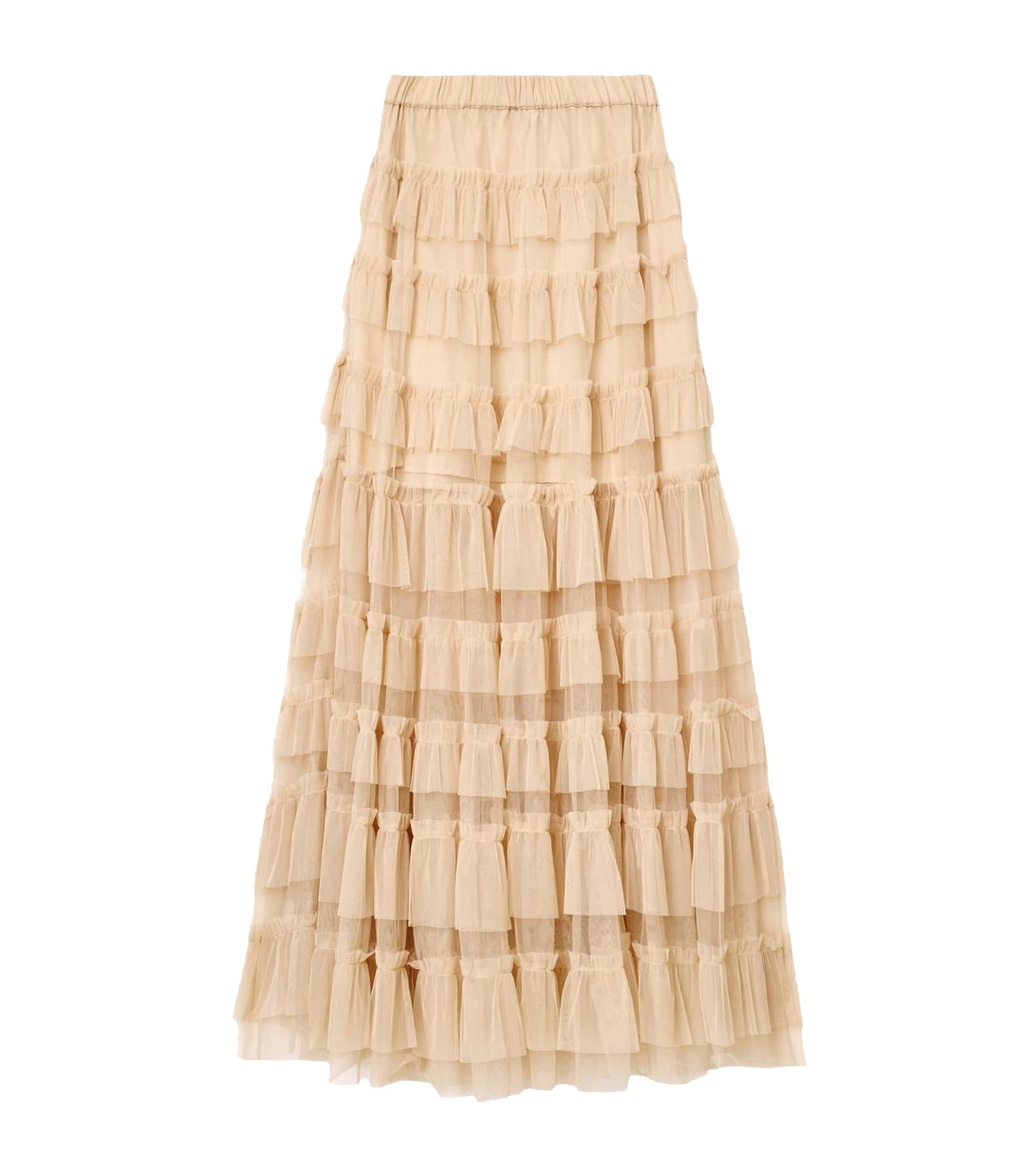 Tulle Ruffled Aude Maxi Skirt