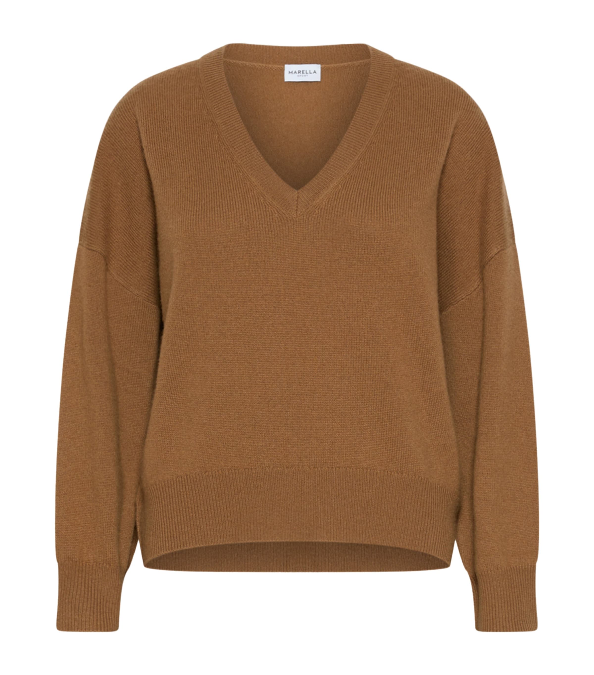Marella Womens Wool-Cashmere Sweater Camel