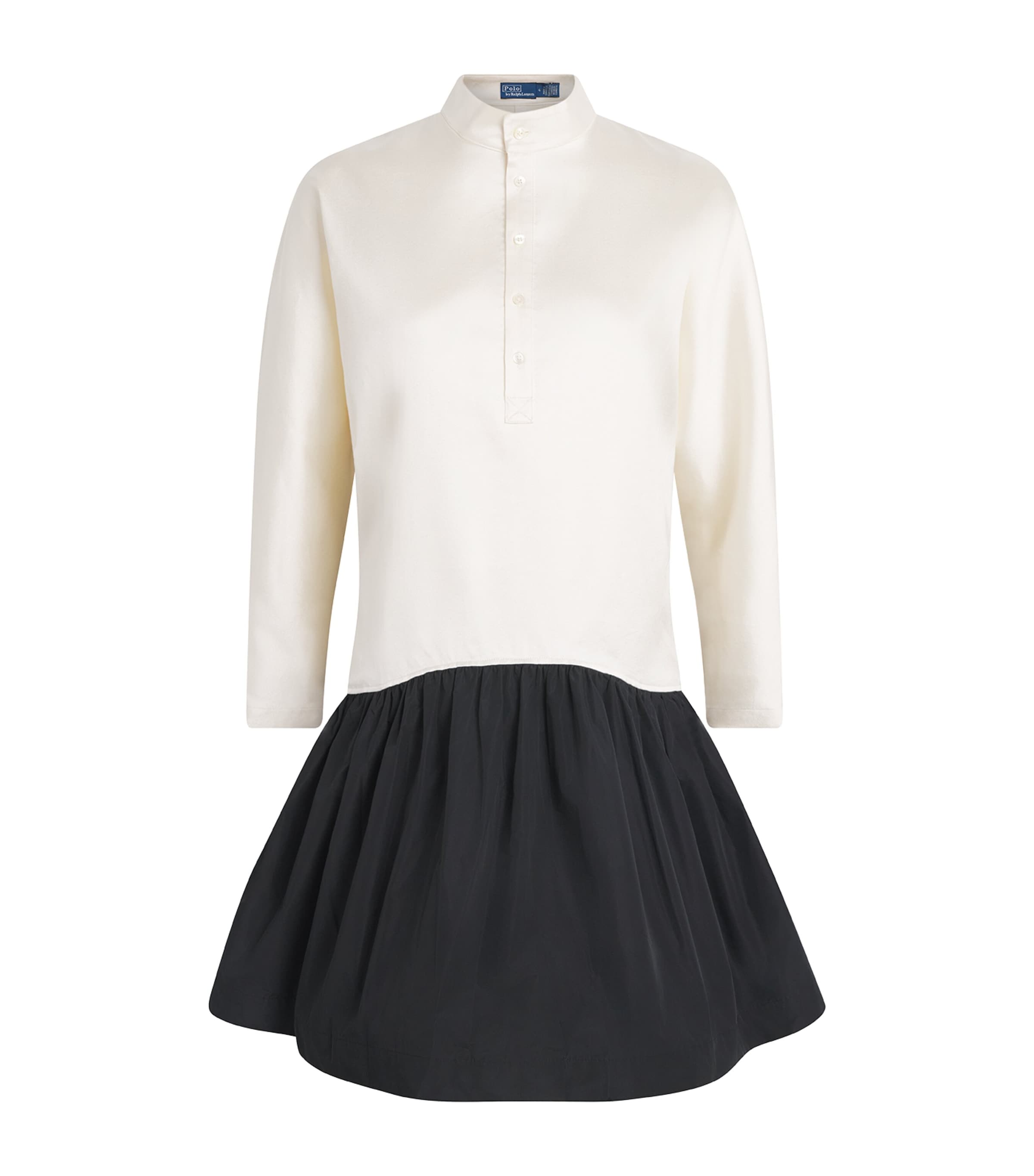 Polo Ralph Lauren Womens Cotton-Silk Taffeta Drop-Waist Mini Dress Antique Crm/polo Blk