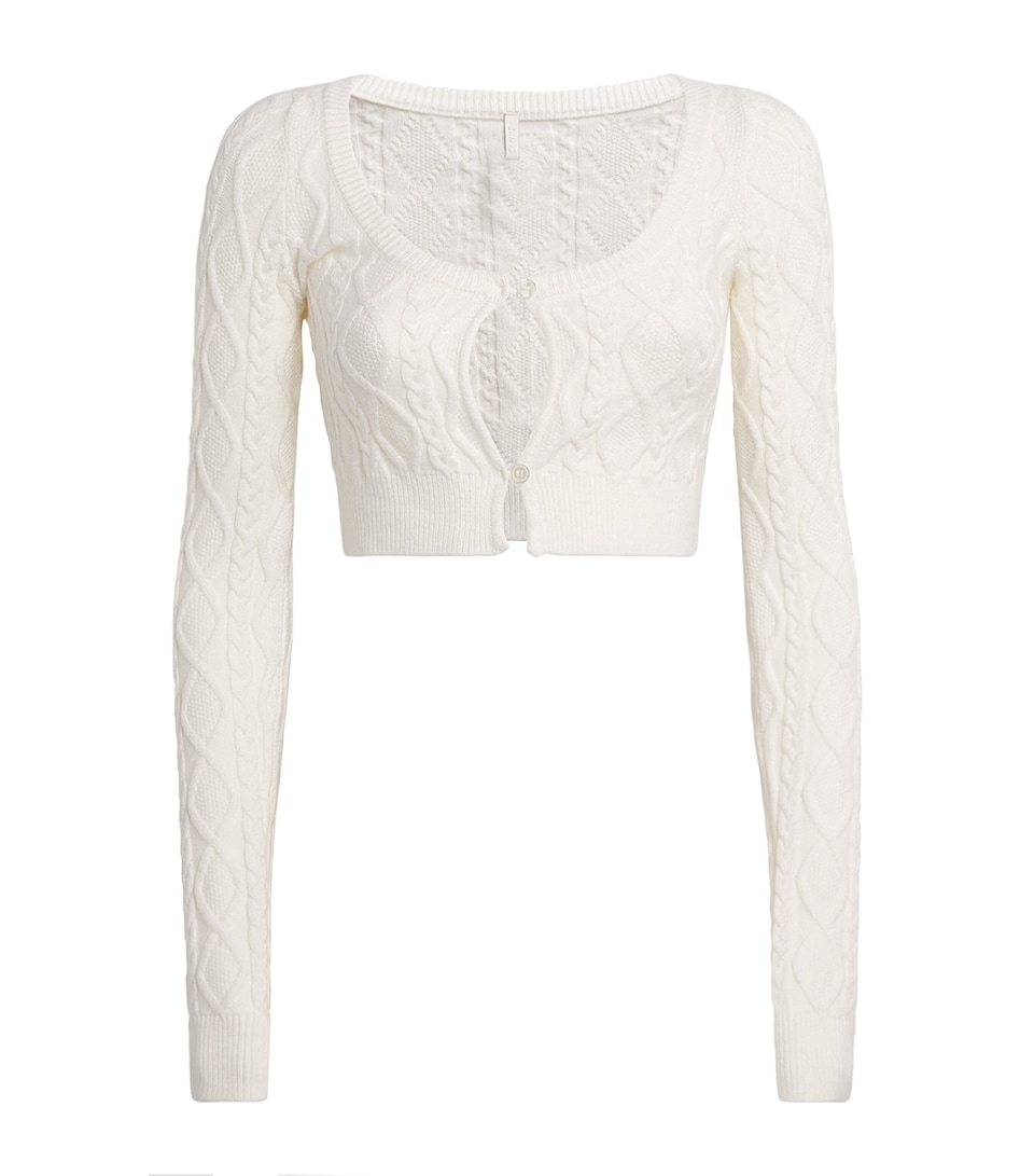 Cable Knit Snow Bunny Cropped Cardigan