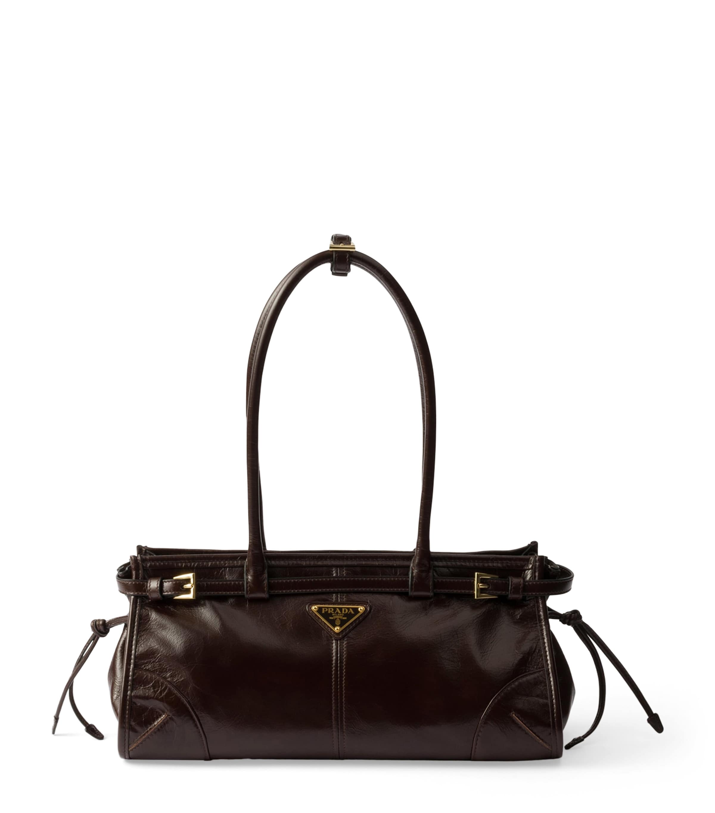Prada Medium Leather Bonnie Shoulder Bag Brown