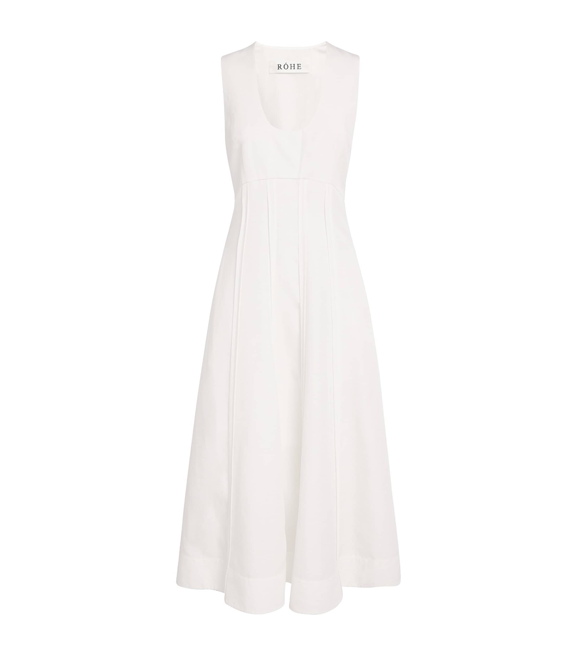 Róhe Womens Cotton Poplin Sculptural Midi Dress Optic White