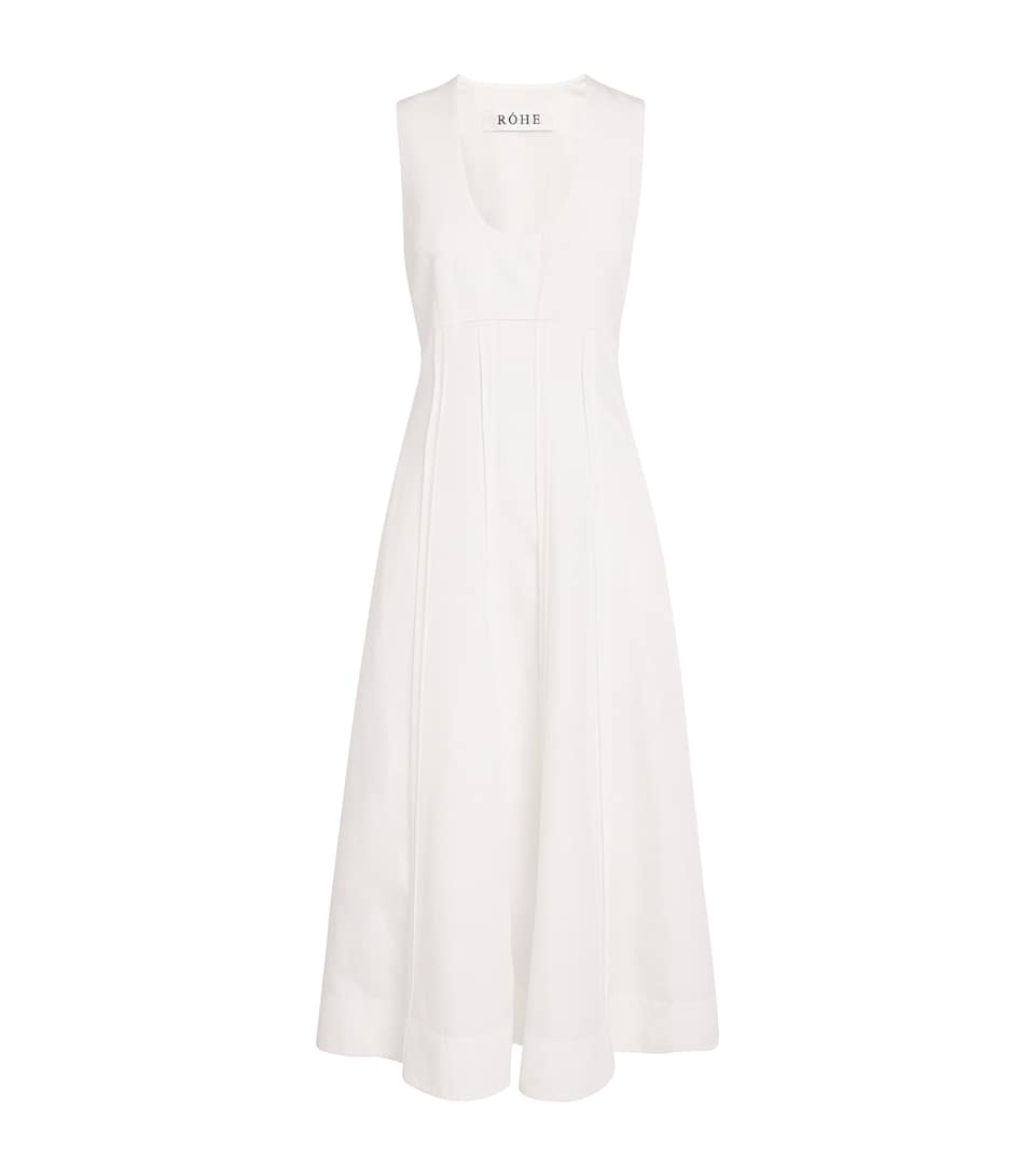 Róhe Womens Cotton Poplin Sculptural Midi Dress Optic White