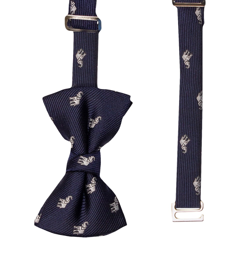 Trotters Elephant Jacquard Bow Tie Navy Elephant