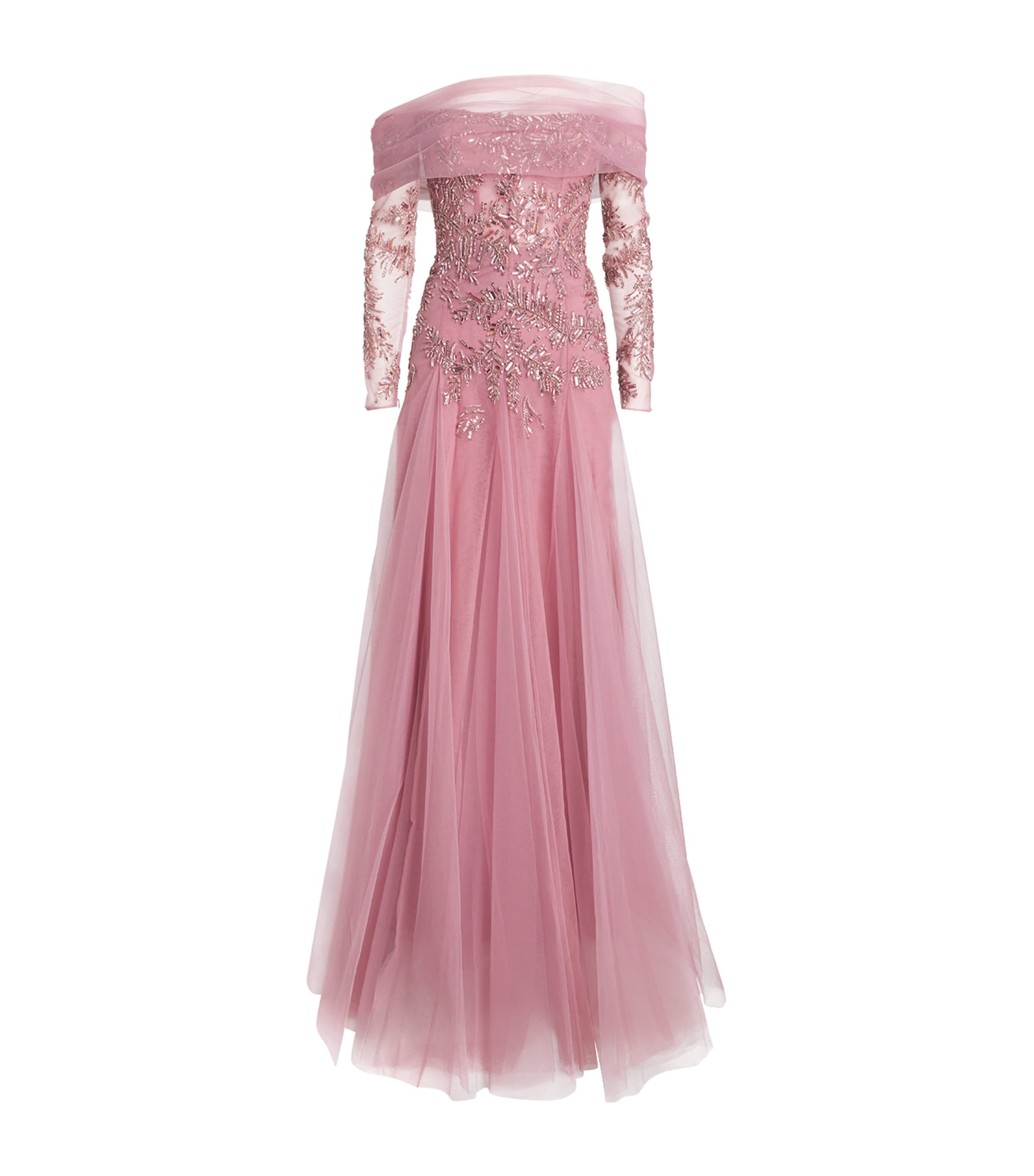 Tulle Embellished Off-The-Shoulder Gown