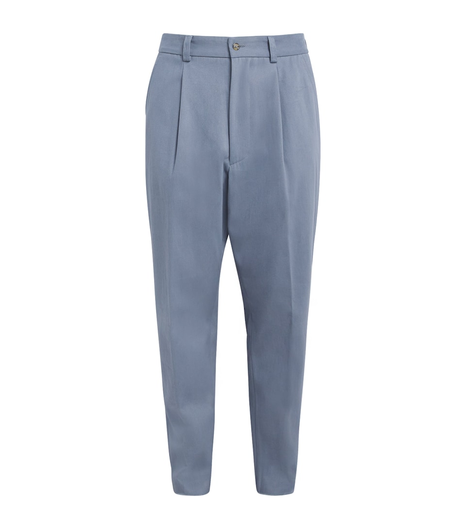 Eleventy Mens Cotton Pleated Trousers Zucchero