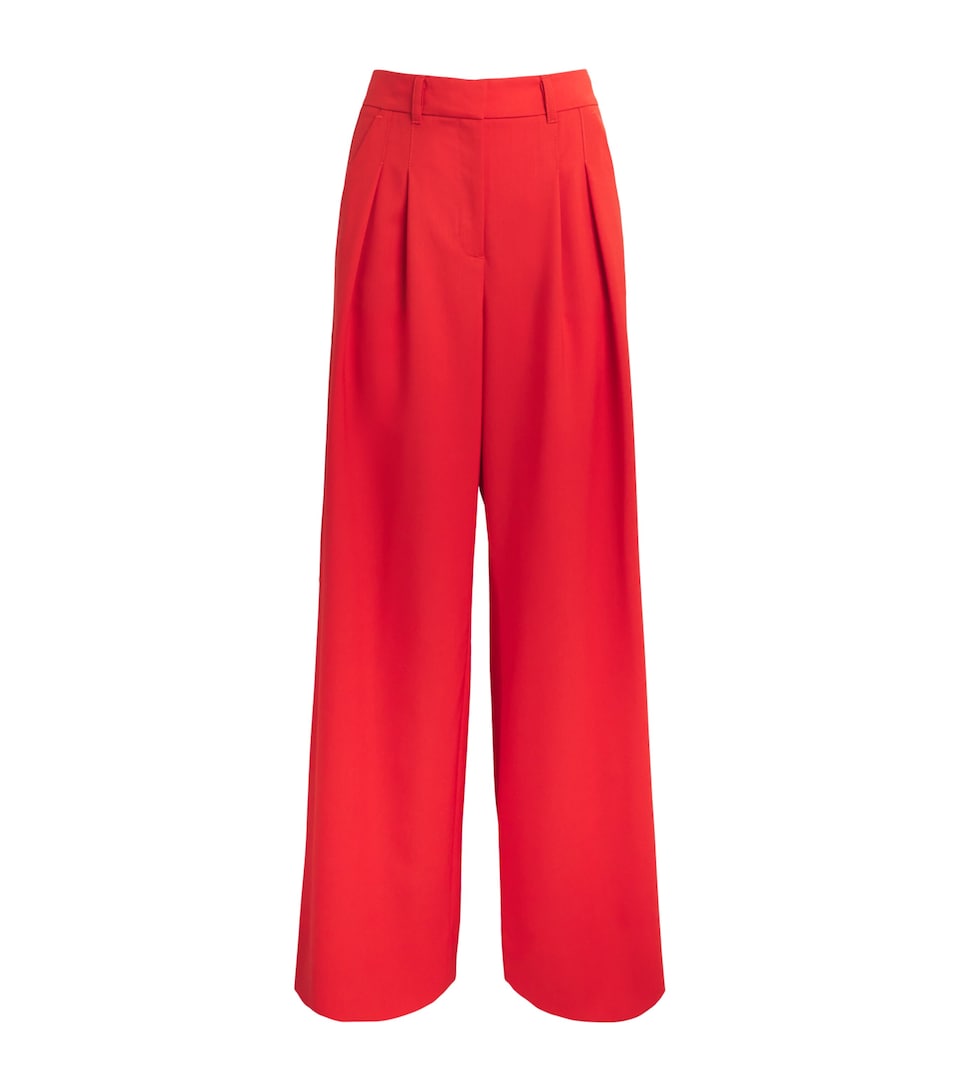Wool Pleated Wide-Leg Trousers