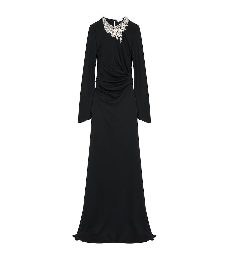 Embellished Draped Maxi Dress