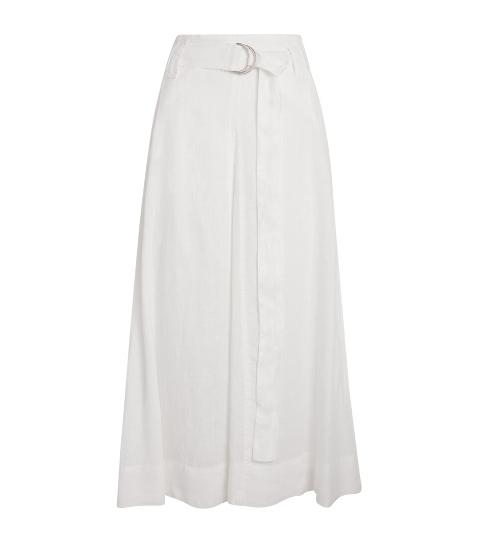 Linen Belted Midi Skirt