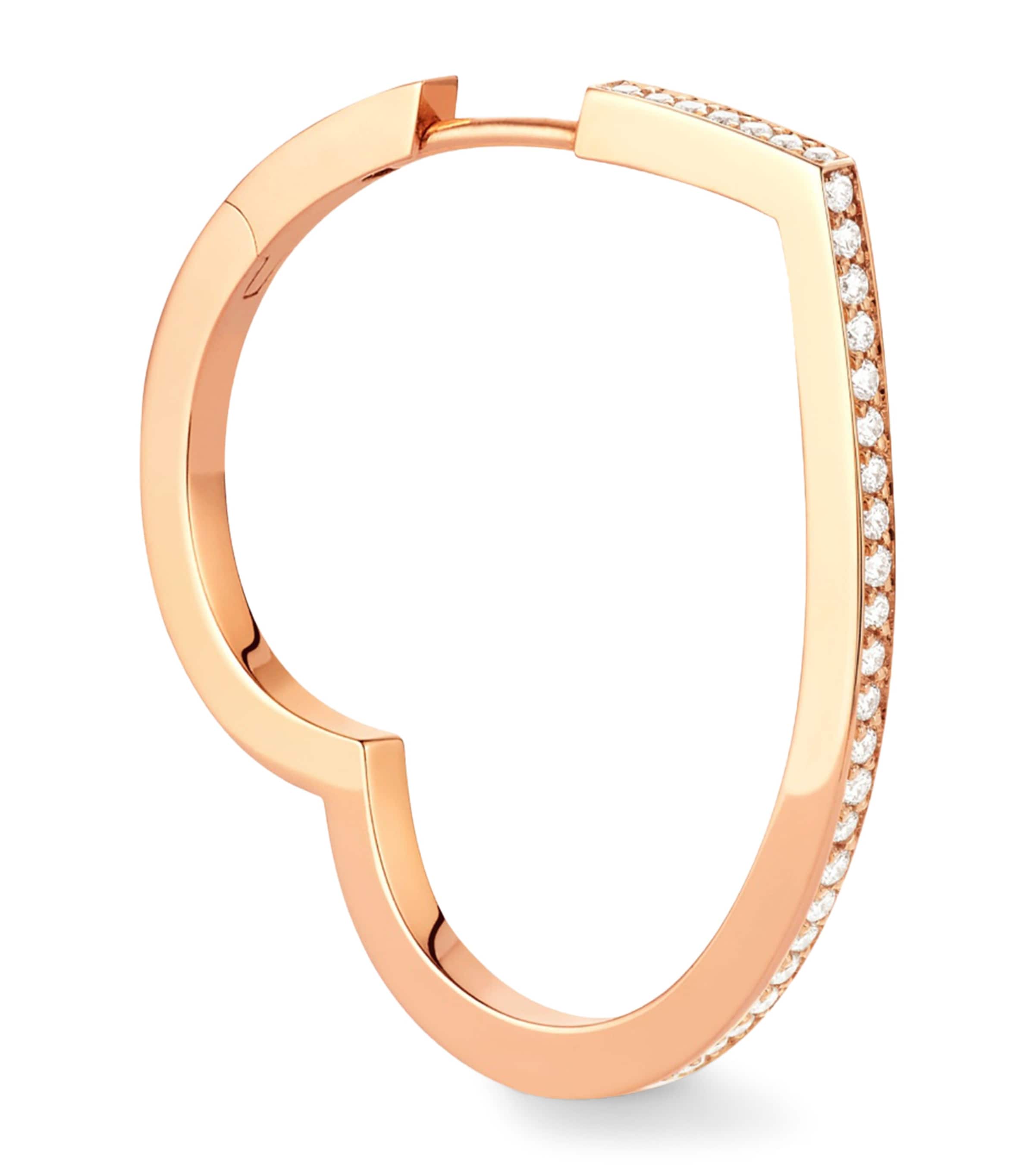 Repossi Rose Gold and Diamond Antifer Single Hoop Earring Pink Gold