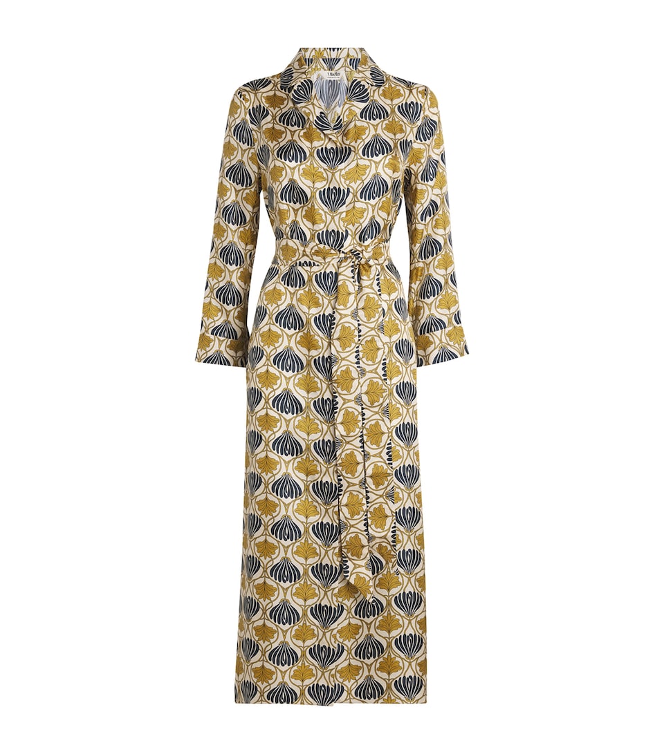 Silk Patterned Kaftan Midi Dress
