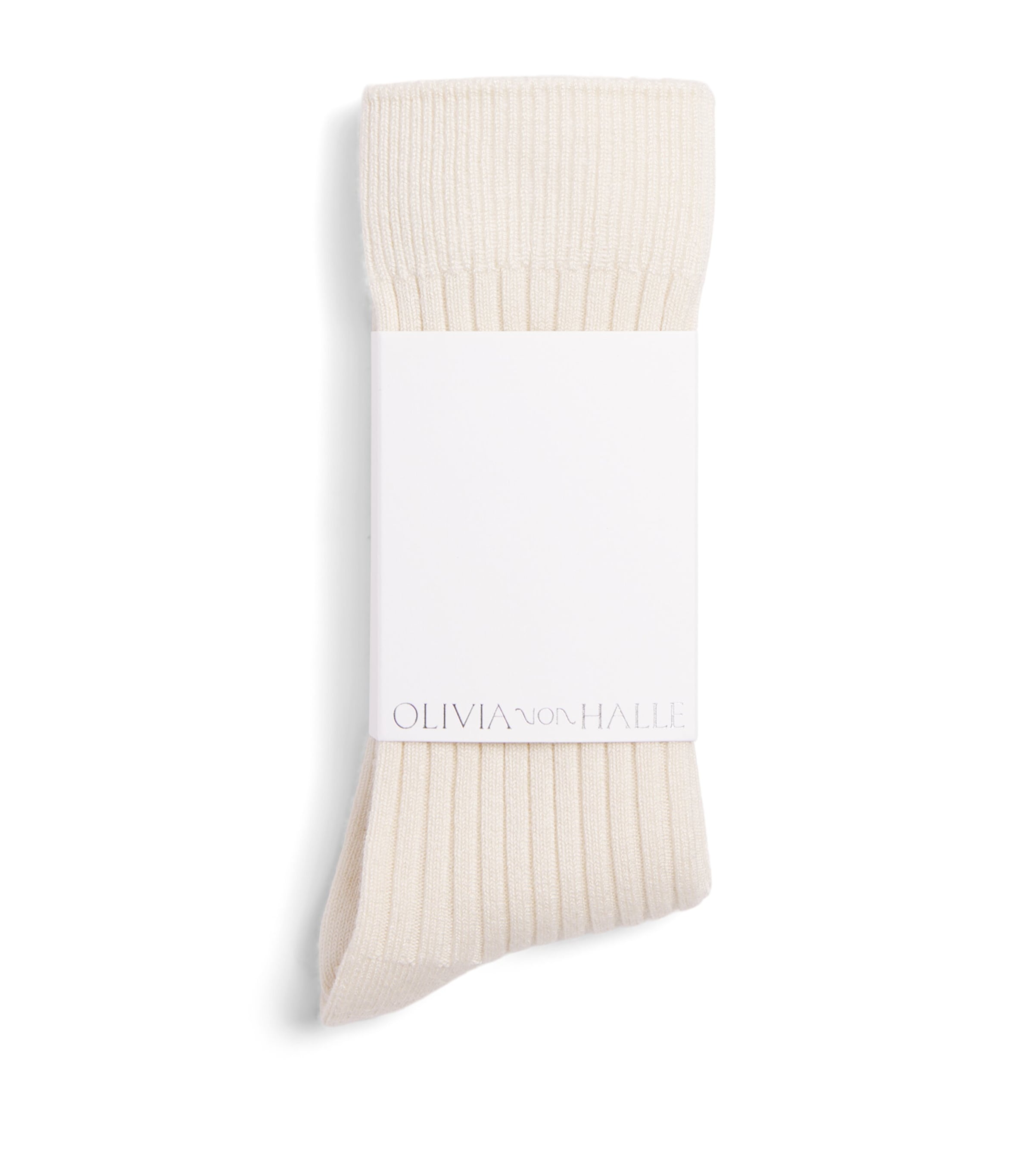 Olivia von Halle Womens Silk-Cashmere-Blend Spencer Socks Chalk