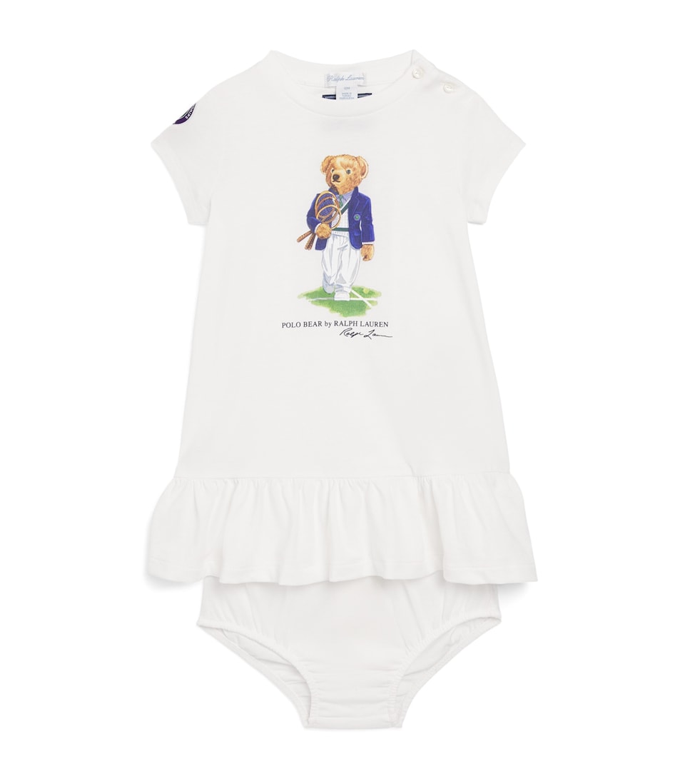 Ralph Lauren Kids x Wimbledon Polo Bear Dress and Bloomers Set (3-24 Months) White
