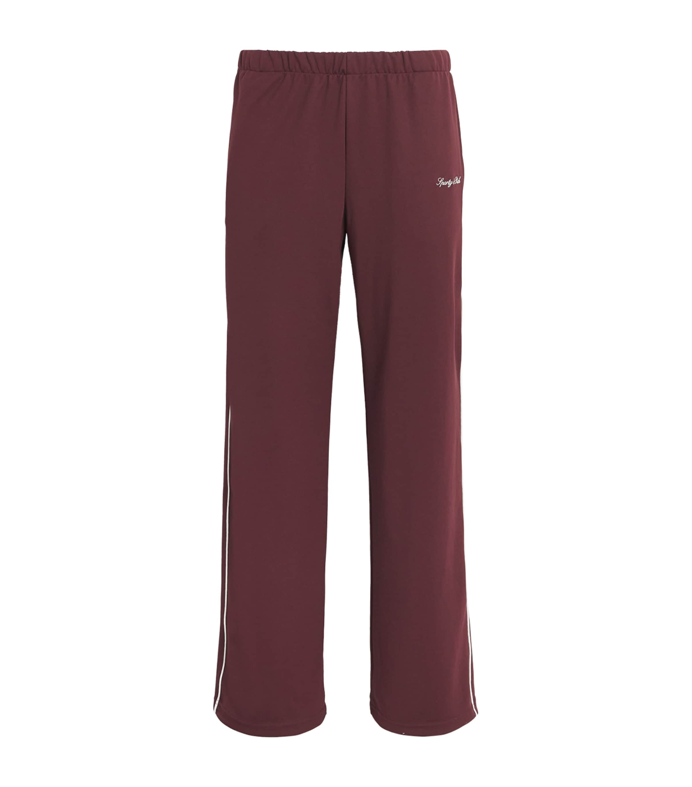 Sporty & Rich Womens Signature Logo Retro Track Pants Bordeaux/white